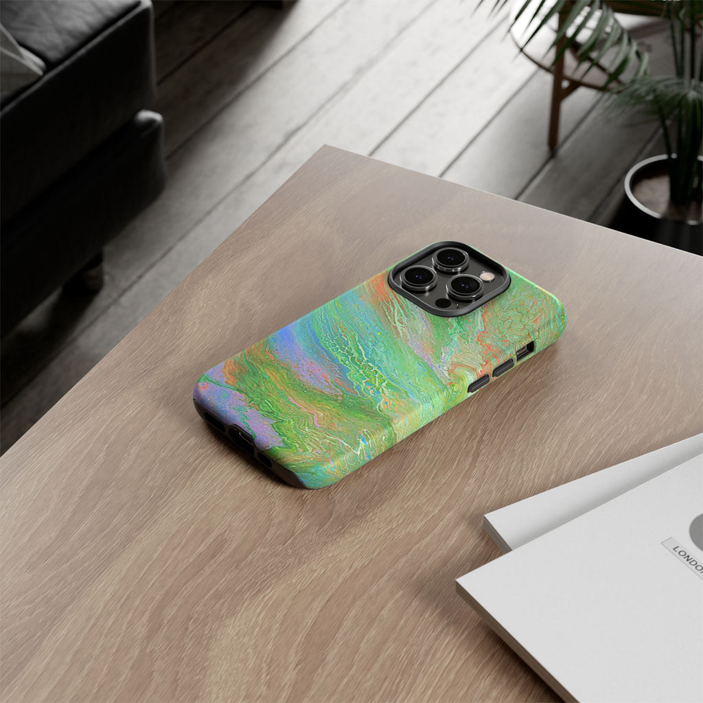 Marbled Green Abstract Phone Case — Protective Tough Case for iPhone