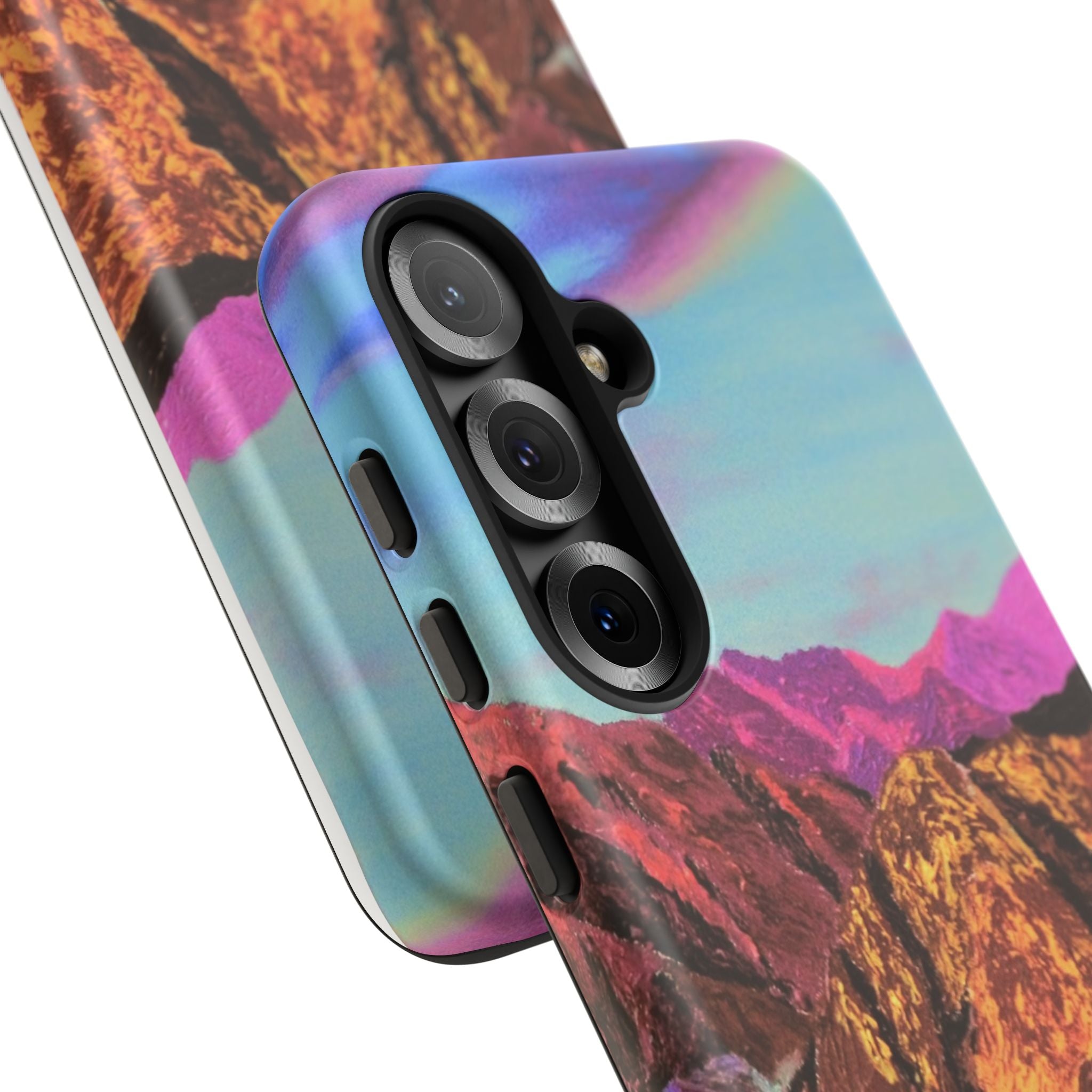 Protective Phone Case — Vibrant Retro Mountain Landscape