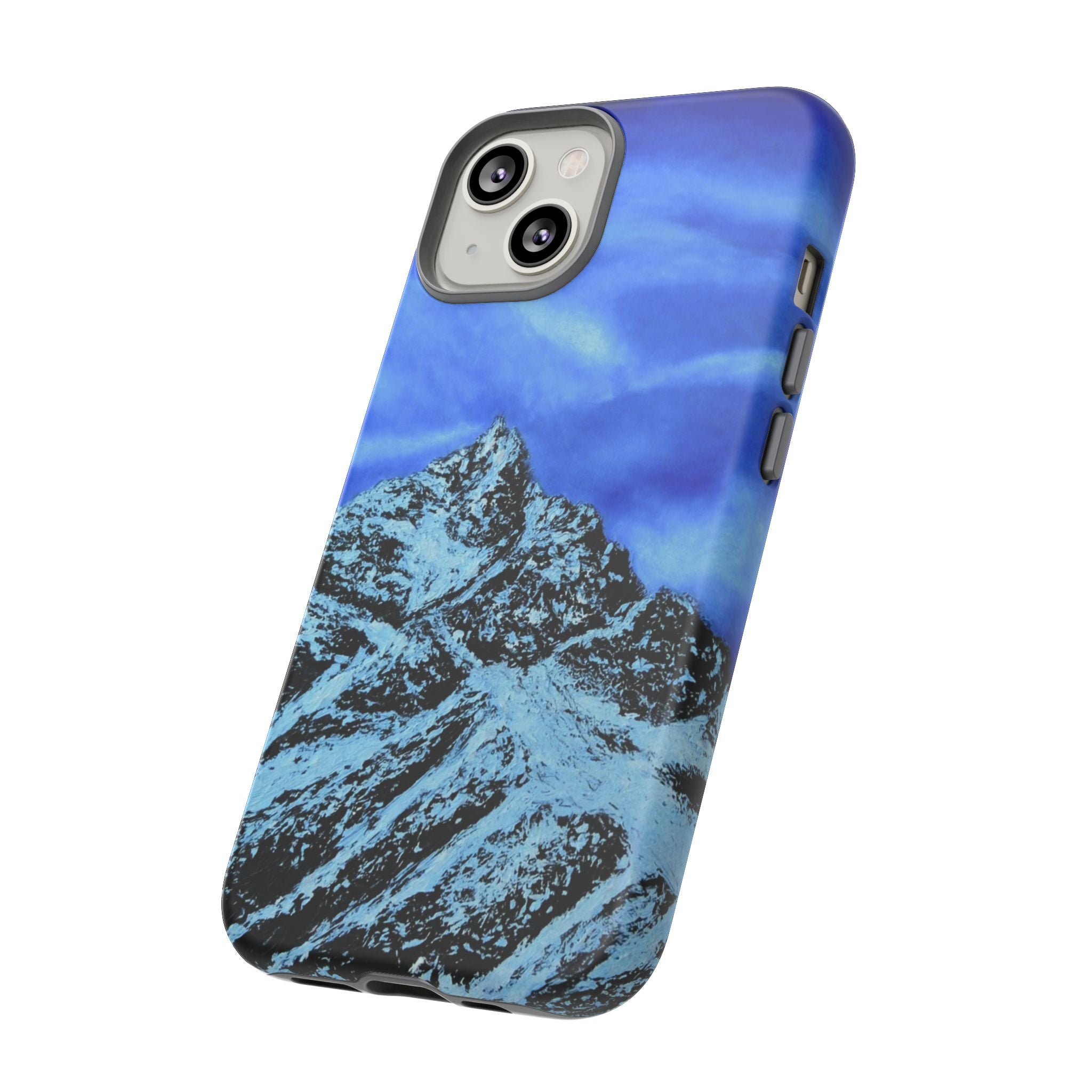 Mountain Peak Blue Tough Phone Case — Rugged Protective iPhone Cover