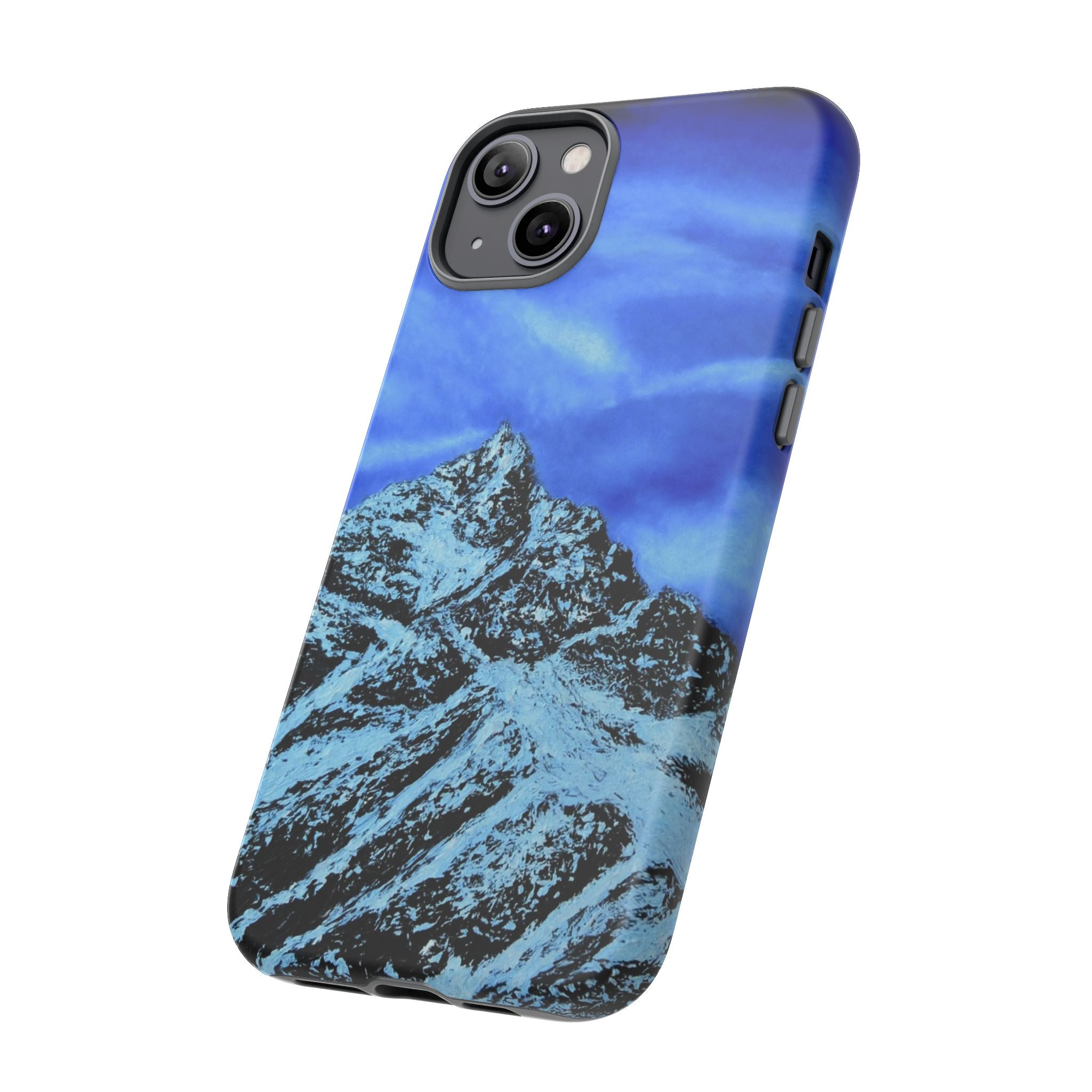 Mountain Peak Blue Tough Phone Case — Rugged Protective iPhone Cover