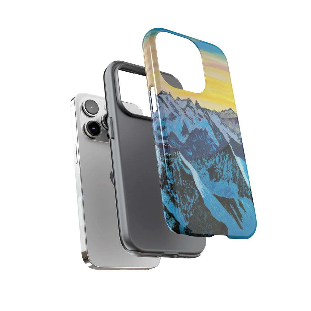 Mountain Sunset Phone Case — Protective Tough Case with Scenic Blue Peaks Design