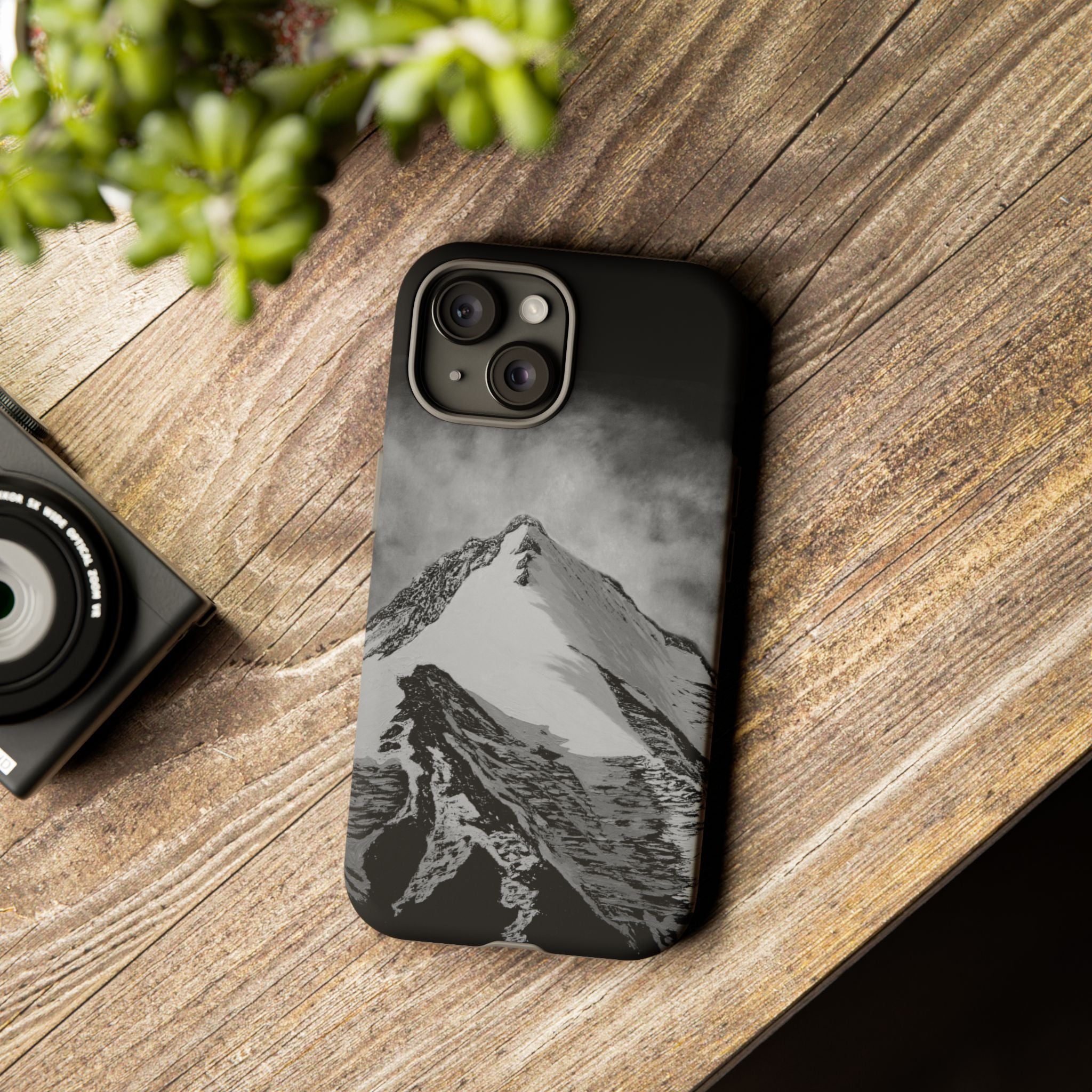 Mountain Peak Phone Case — Black & White Alpine Protective Case