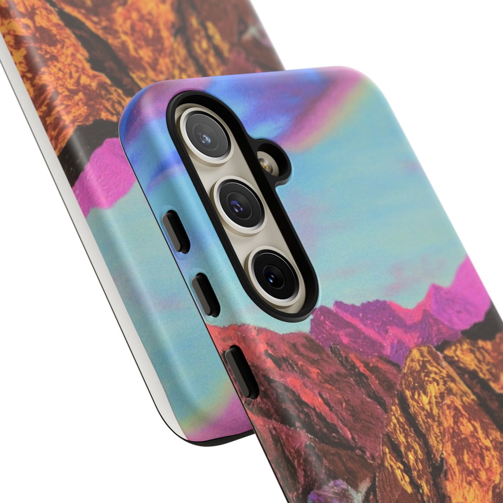 Protective Phone Case — Vibrant Retro Mountain Landscape