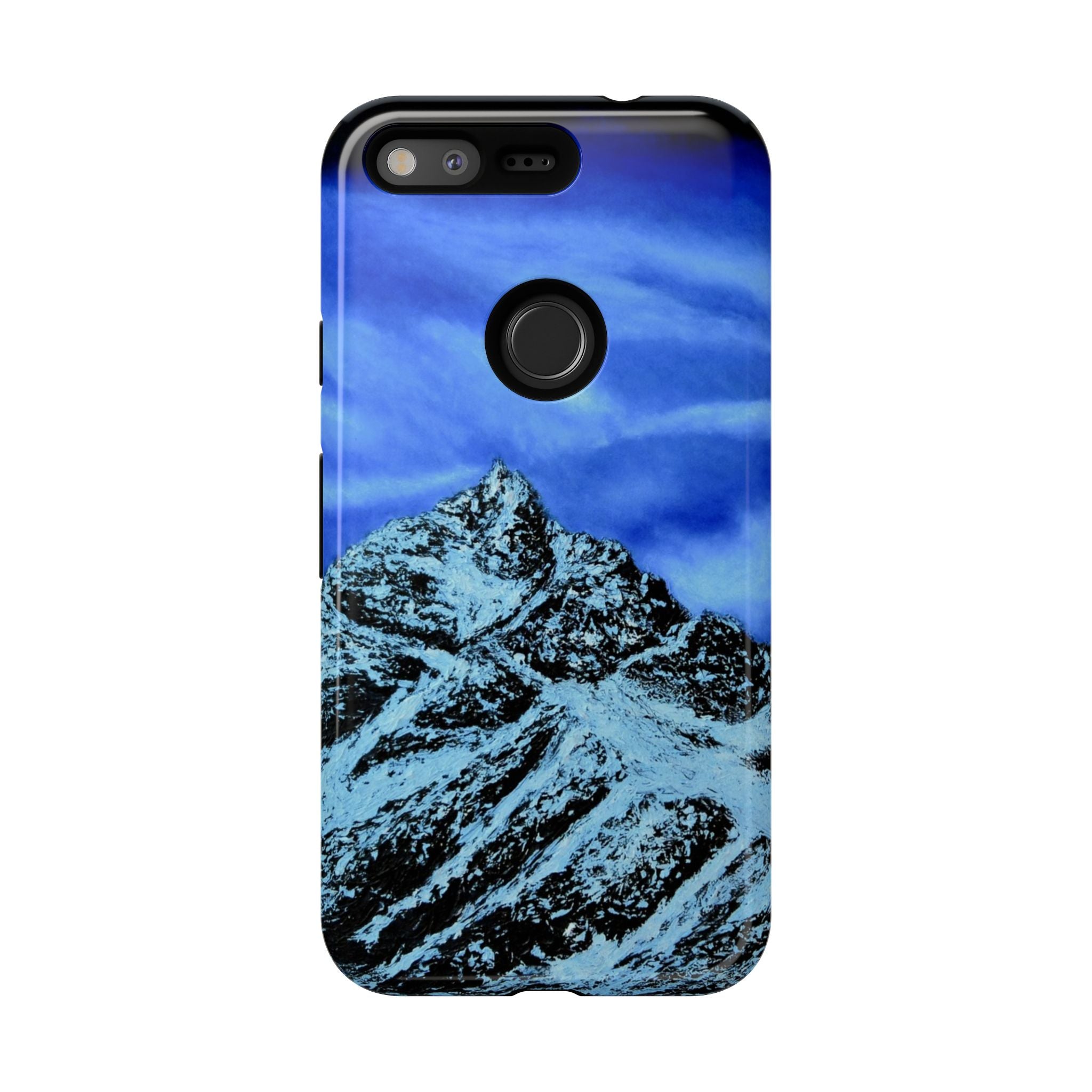 Mountain Peak Blue Tough Phone Case — Rugged Protective iPhone Cover