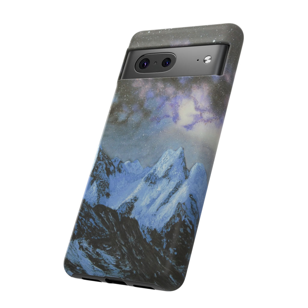 Mountain Night Sky Phone Case — Tough Protective iPhone Cover with Aurora & Snowy Peaks