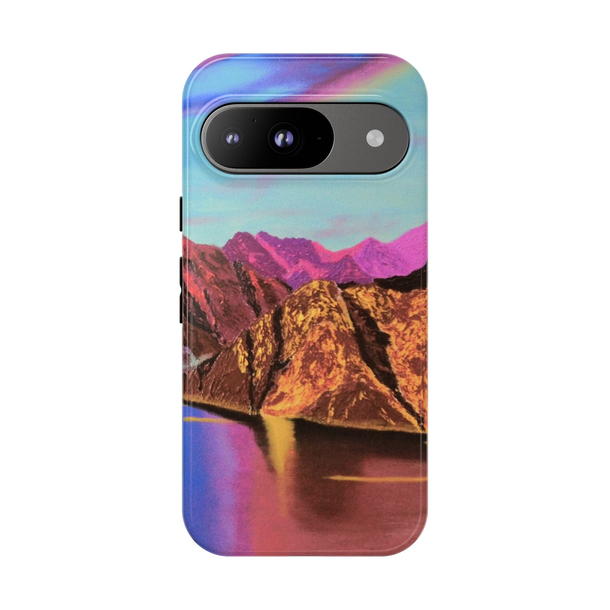 Protective Phone Case — Vibrant Retro Mountain Landscape