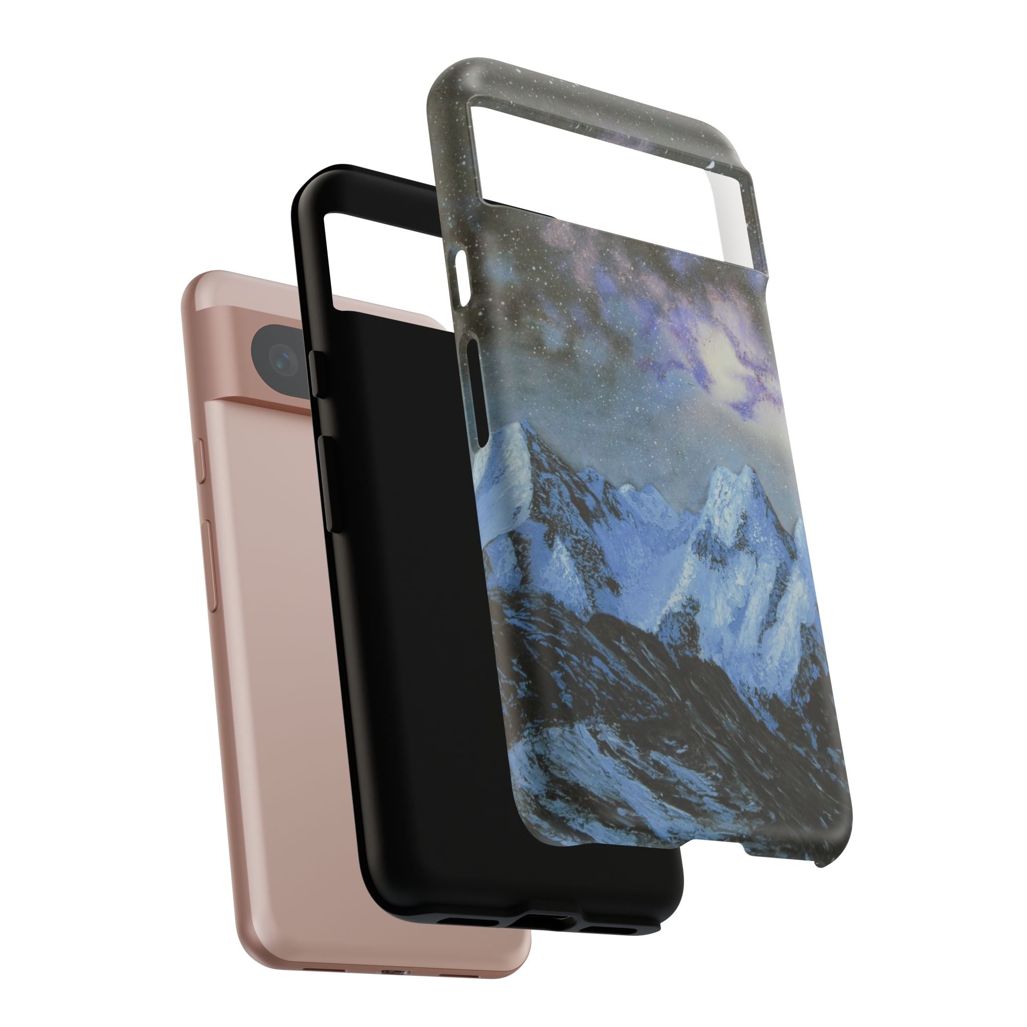 Mountain Night Sky Phone Case — Tough Protective iPhone Cover with Aurora & Snowy Peaks