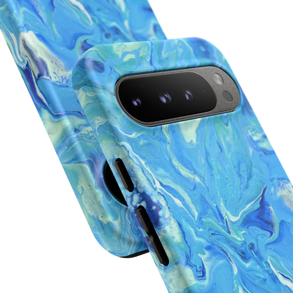 Blue Marble Tough Phone Case — Ocean Swirl Protective iPhone Cover