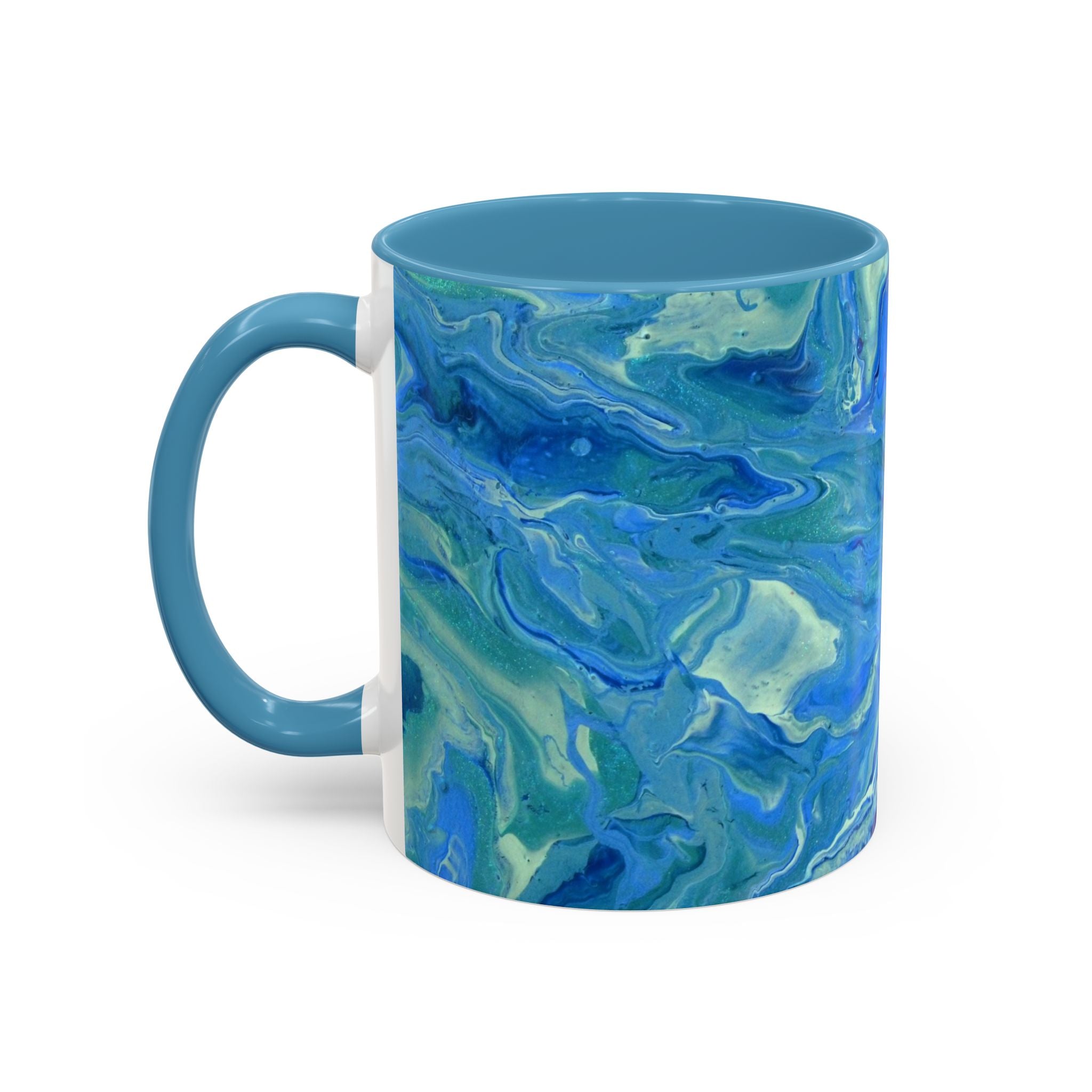 Blue Marble Accent Coffee Mug – Oceanic Abstract Art Ceramic Mug (11/15 oz)
