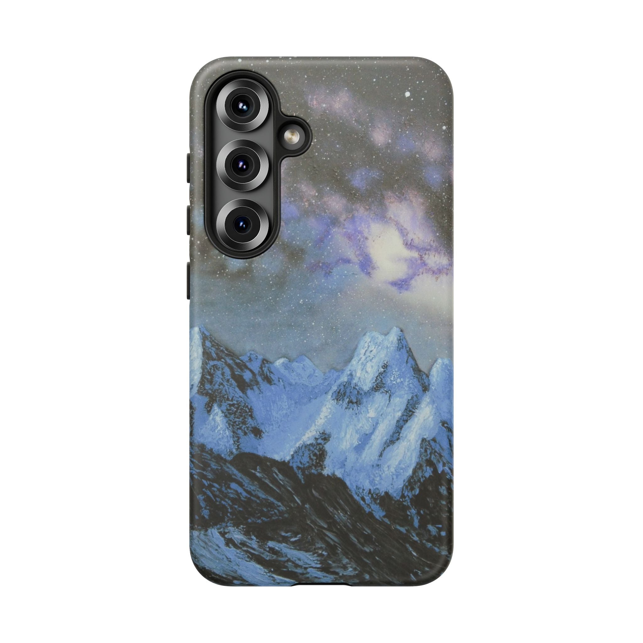 Mountain Night Sky Phone Case — Tough Protective iPhone Cover with Aurora & Snowy Peaks