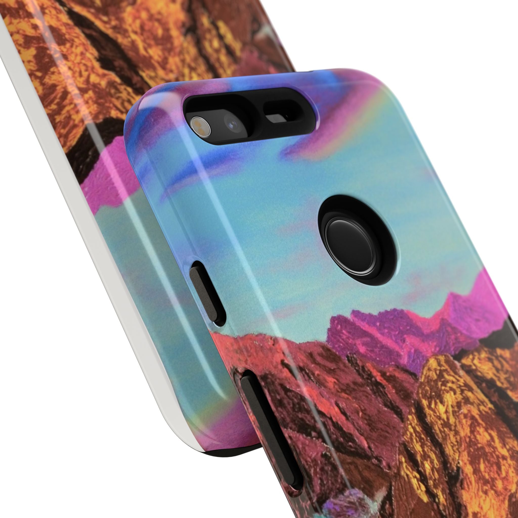Protective Phone Case — Vibrant Retro Mountain Landscape
