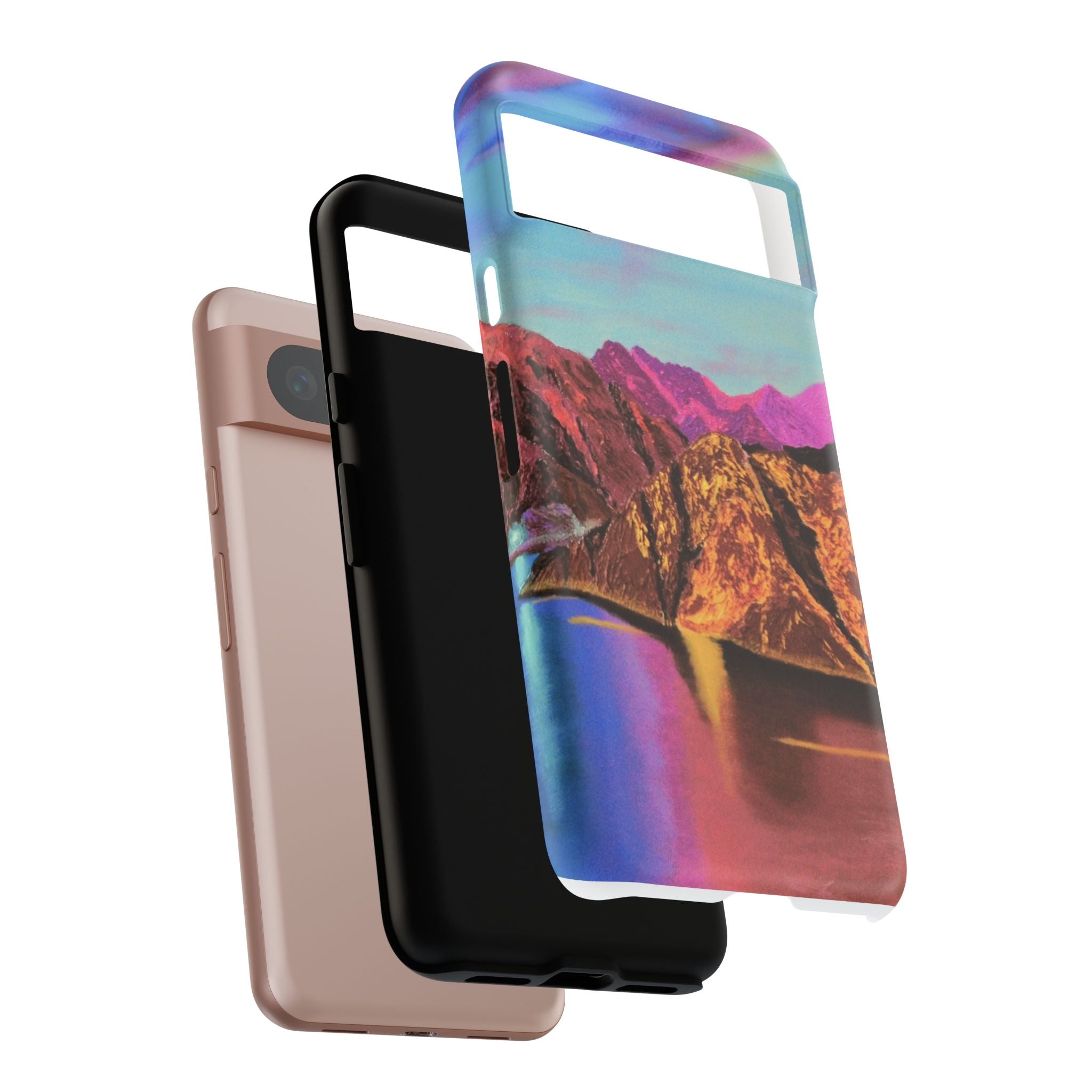 Protective Phone Case — Vibrant Retro Mountain Landscape