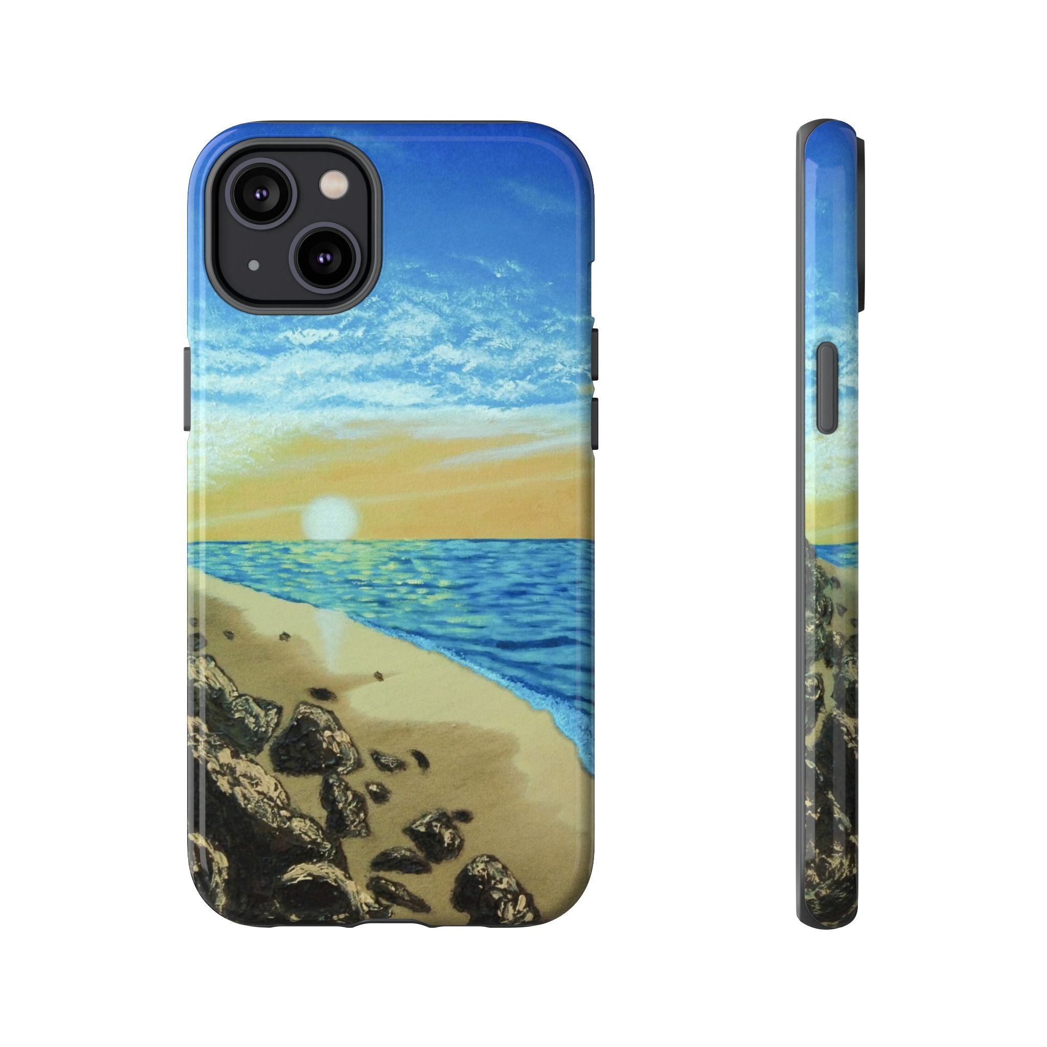 Beach Sunset Phone Case — Protective Tough Case with Coastal Shoreline Design