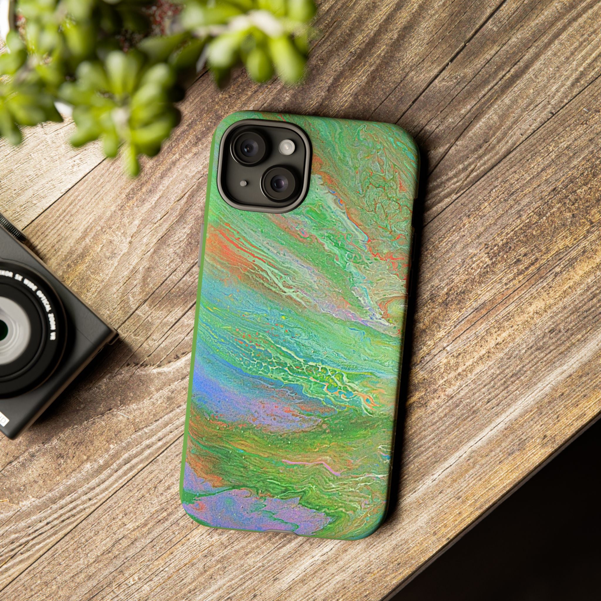 Marbled Green Abstract Phone Case — Protective Tough Case for iPhone