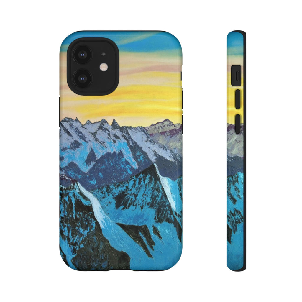 Mountain Sunset Phone Case — Protective Tough Case with Scenic Blue Peaks Design