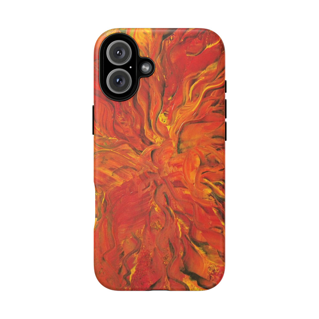 Flame Swirl Tough Phone Case — Abstract Red & Orange Art Protective Cover