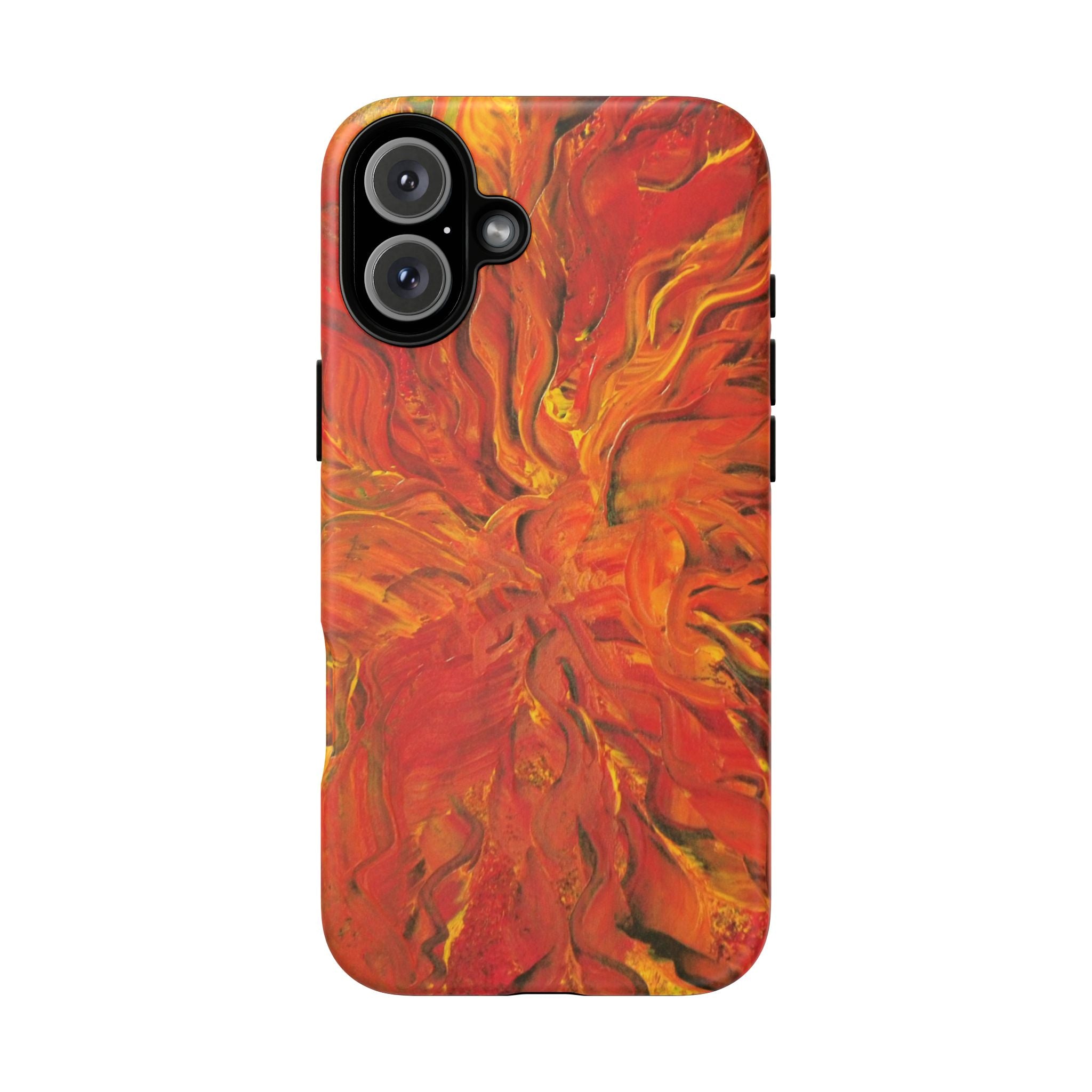 Flame Swirl Tough Phone Case — Abstract Red & Orange Art Protective Cover