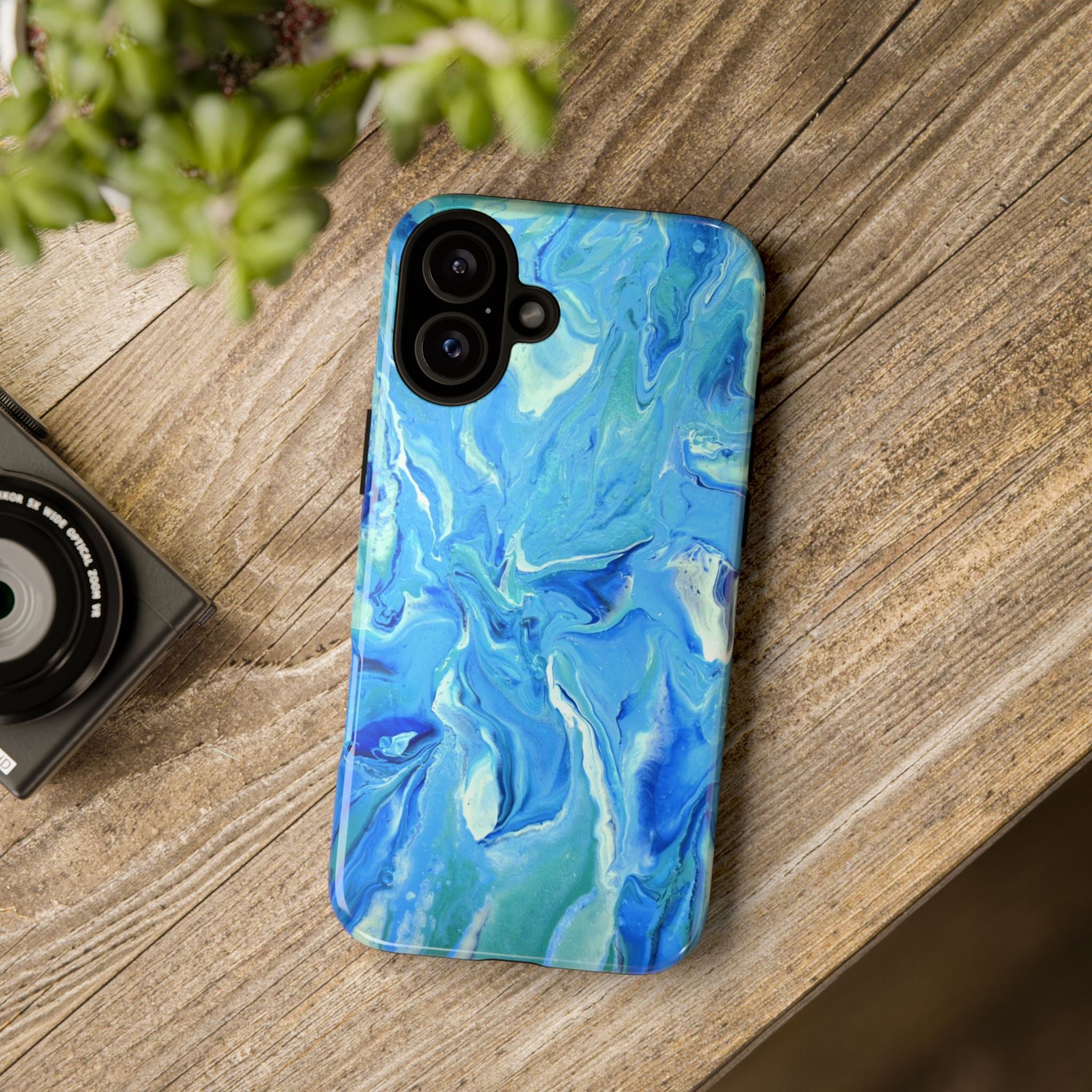 Blue Marble Tough Phone Case — Ocean Swirl Protective iPhone Cover