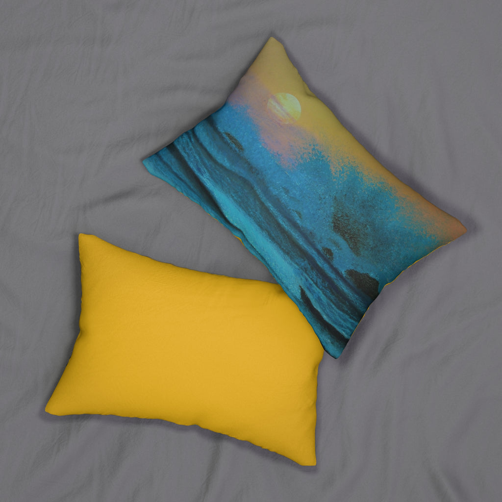 Ocean Sunset Lumbar Pillow — Coastal Wave Decorative Throw Pillow