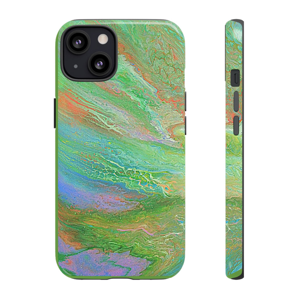 Marbled Green Abstract Phone Case — Protective Tough Case for iPhone