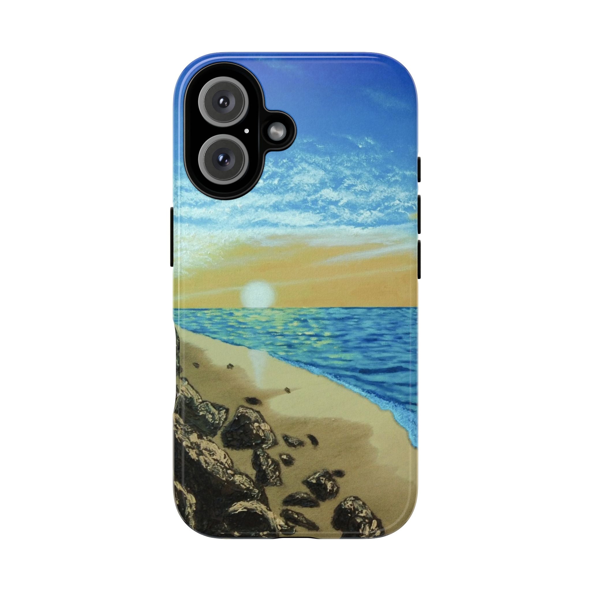 Beach Sunset Phone Case — Protective Tough Case with Coastal Shoreline Design