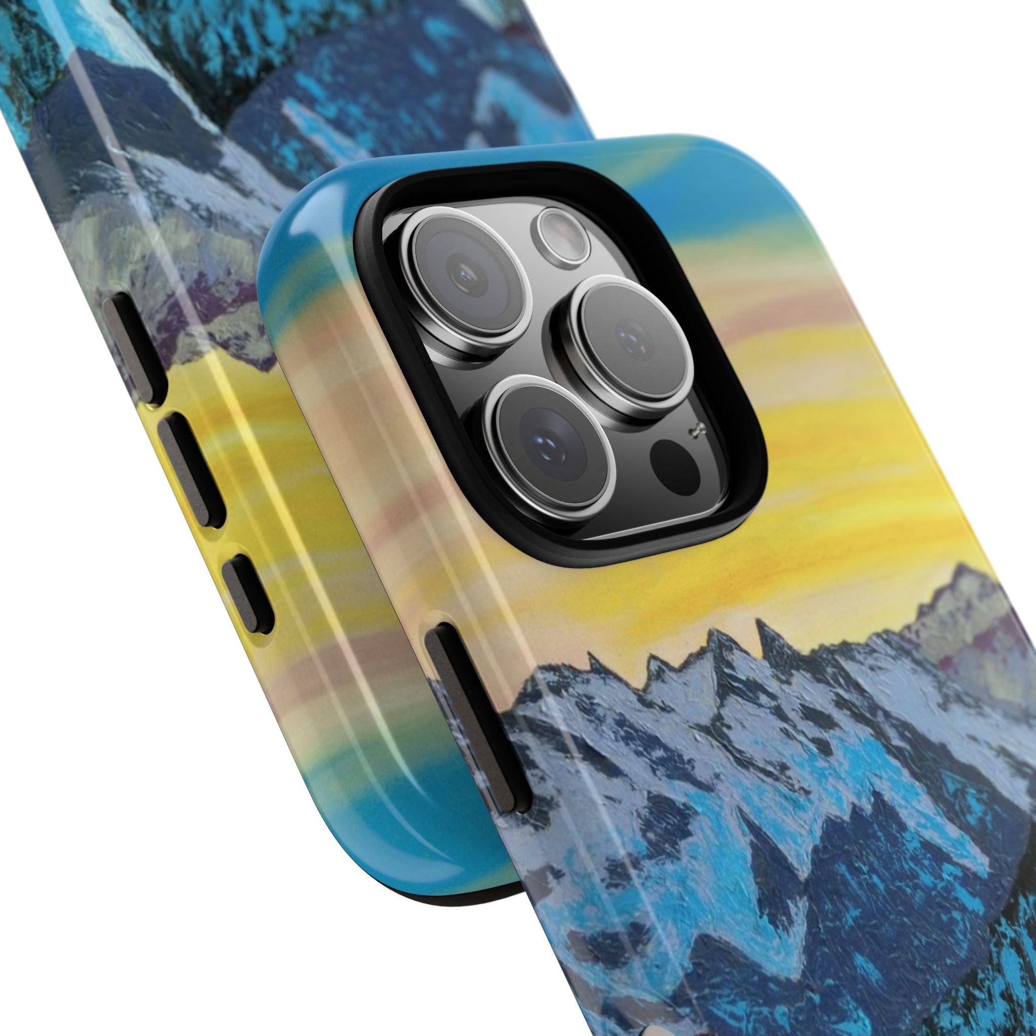 Mountain Sunset Phone Case — Protective Tough Case with Scenic Blue Peaks Design
