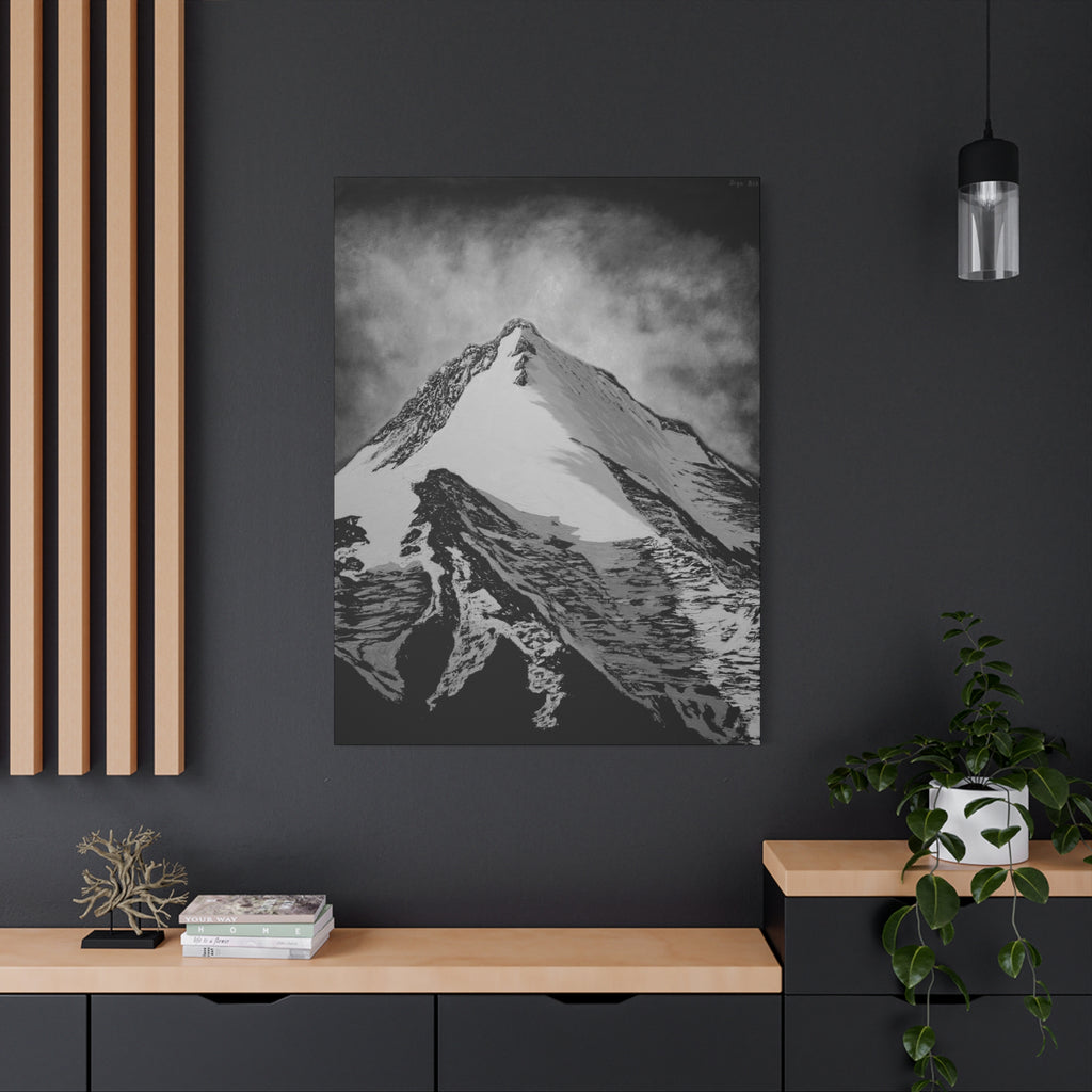 Black & White  Mountain Canvas Print — Black & White Peak Wall Art