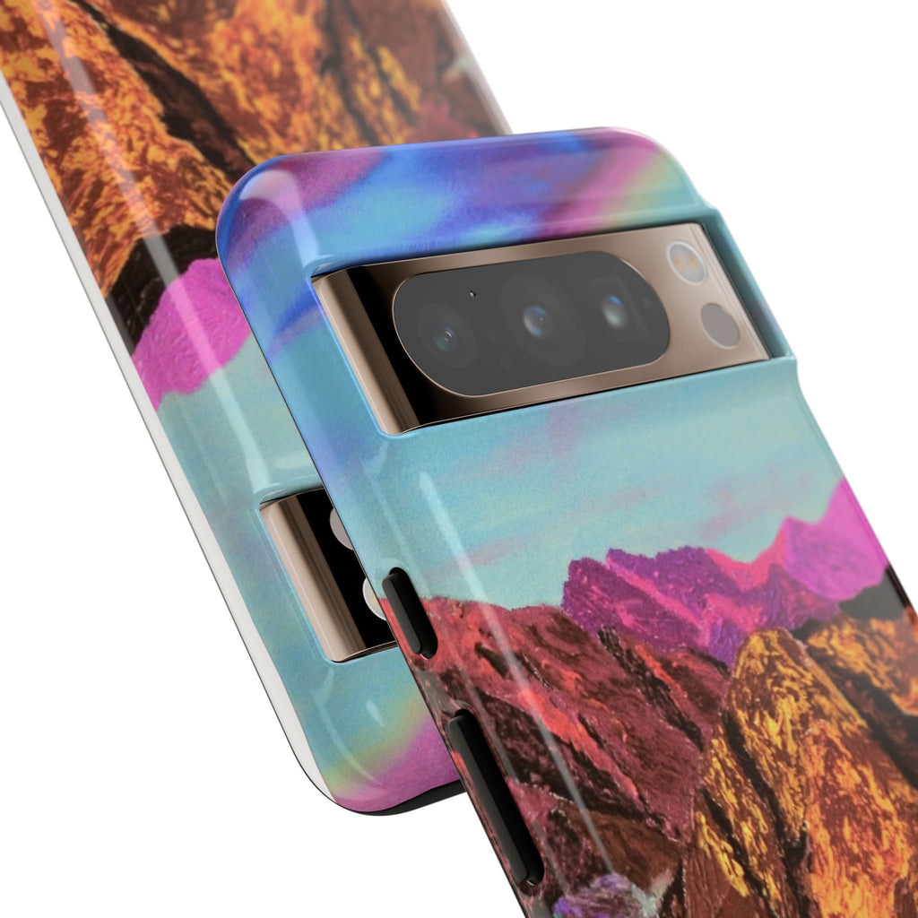 Protective Phone Case — Vibrant Retro Mountain Landscape