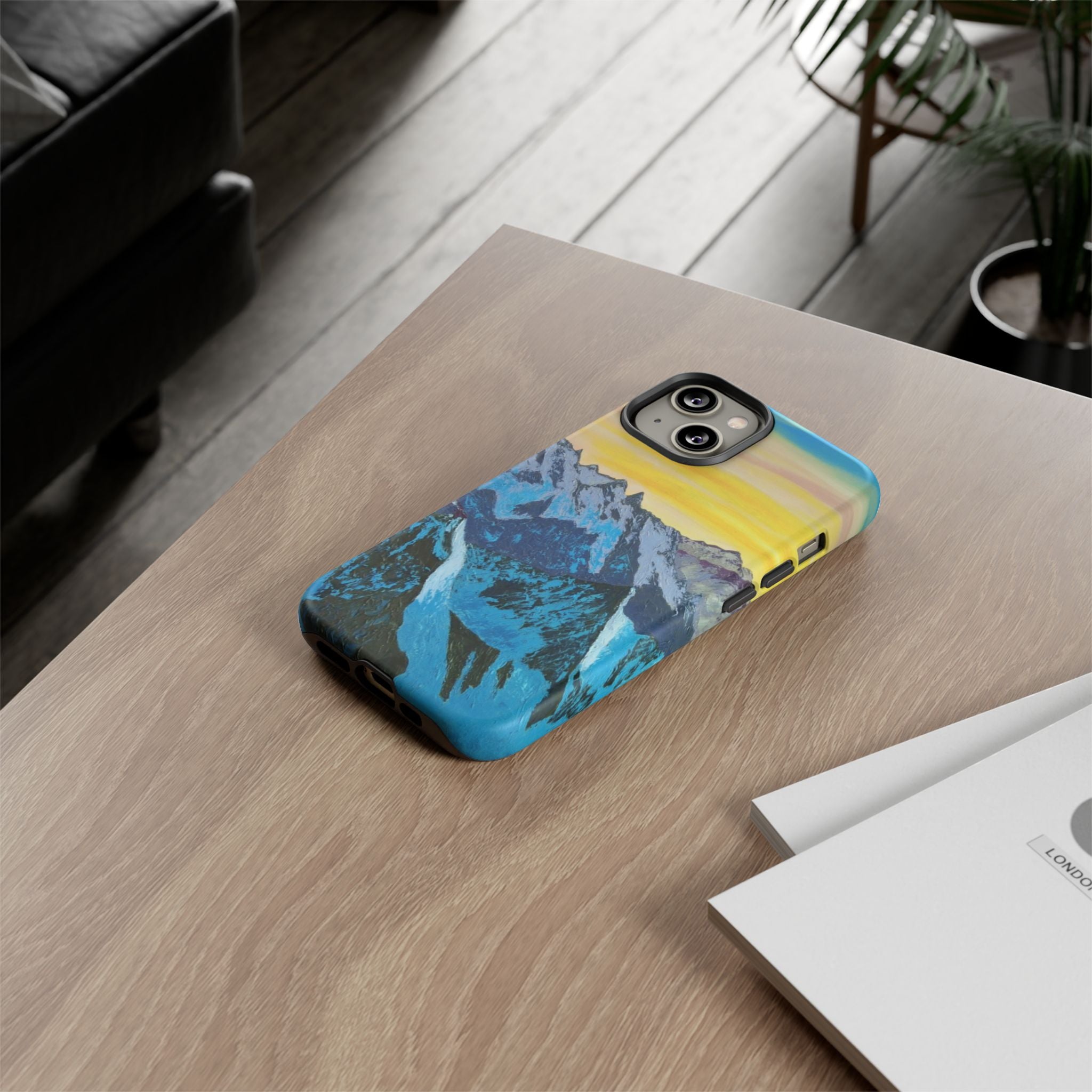 Mountain Sunset Phone Case — Protective Tough Case with Scenic Blue Peaks Design
