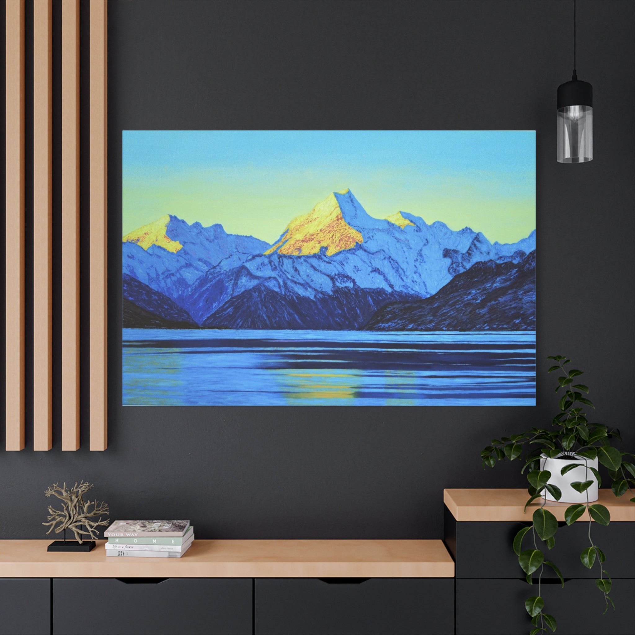 Mt.Cook at Sunrise Canvas Print – Blue Sunrise Scenic Wall Art (Matte Stretched 1.25")