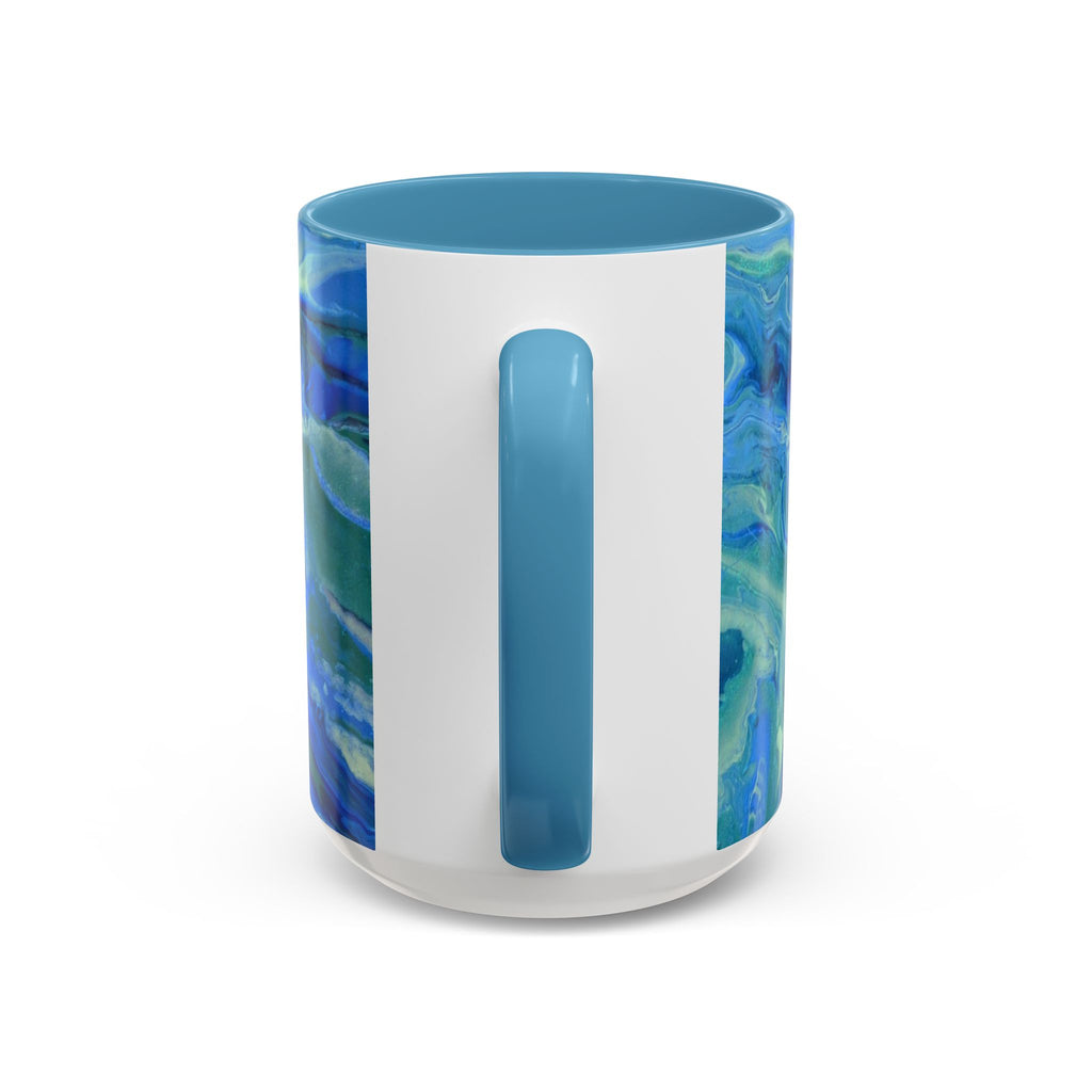 Blue Marble Accent Coffee Mug – Oceanic Abstract Art Ceramic Mug (11/15 oz)
