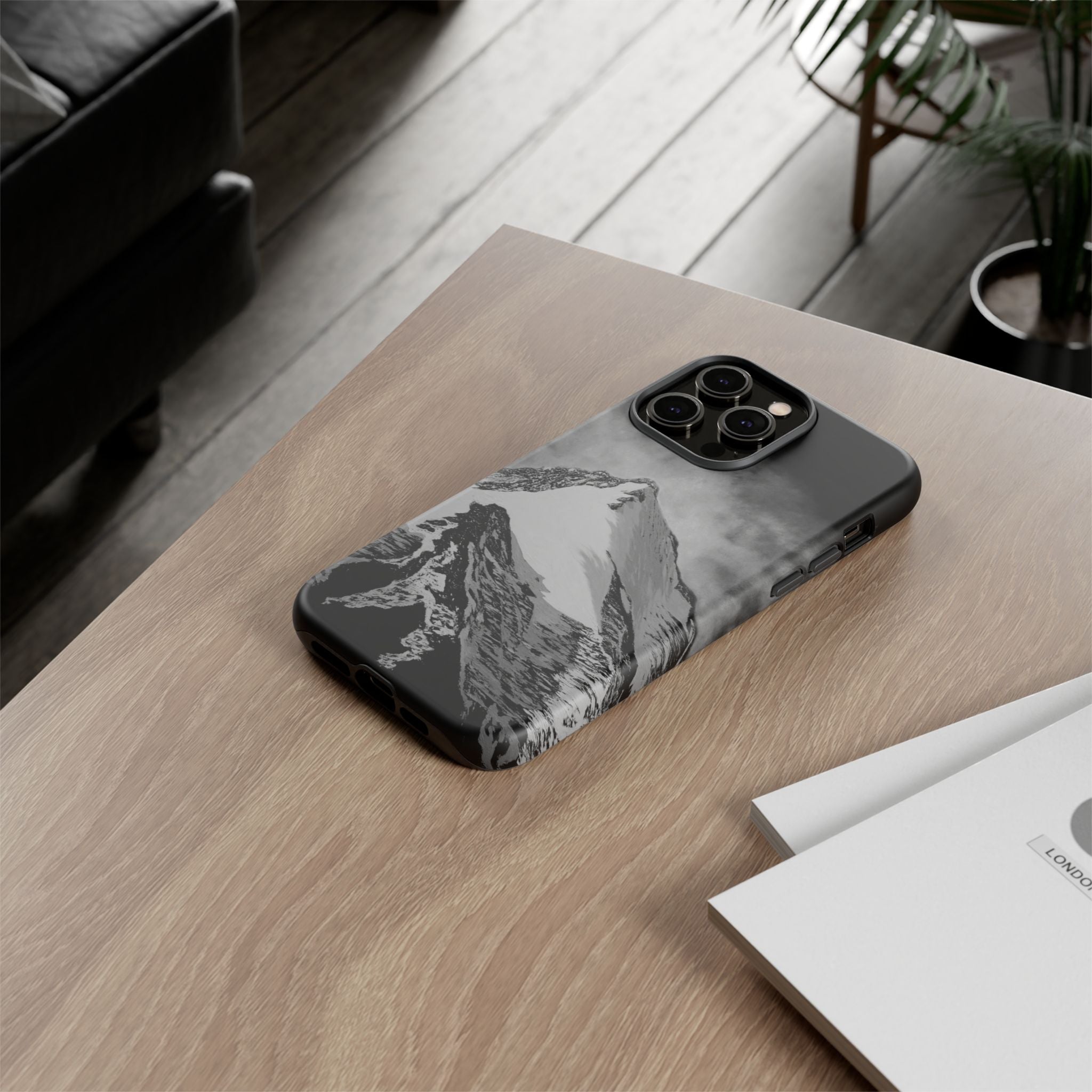 Mountain Peak Phone Case — Black & White Alpine Protective Case