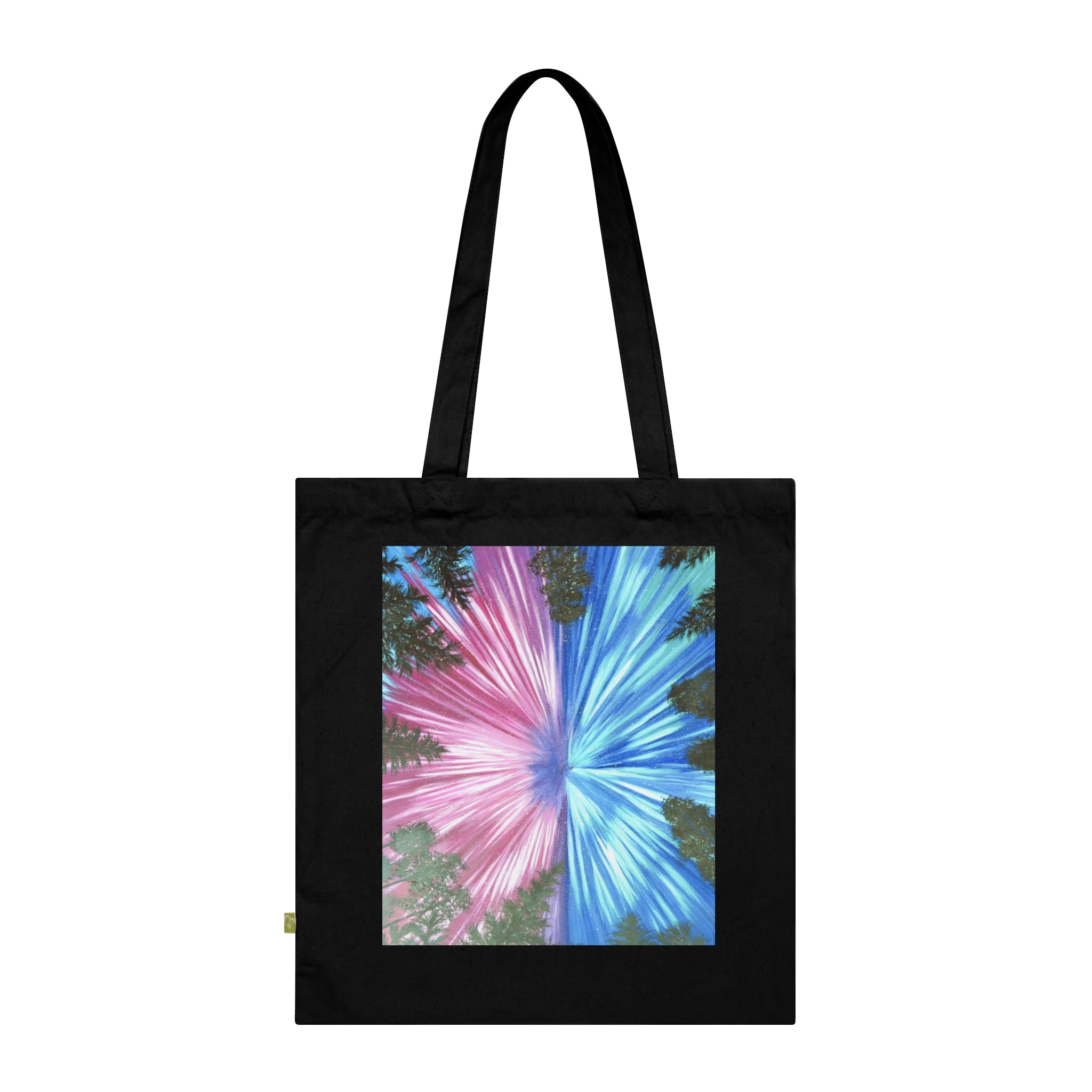 Tie-Dye Burst Organic Cotton Tote Bag — Colorful Pink & Blue Floral Pattern