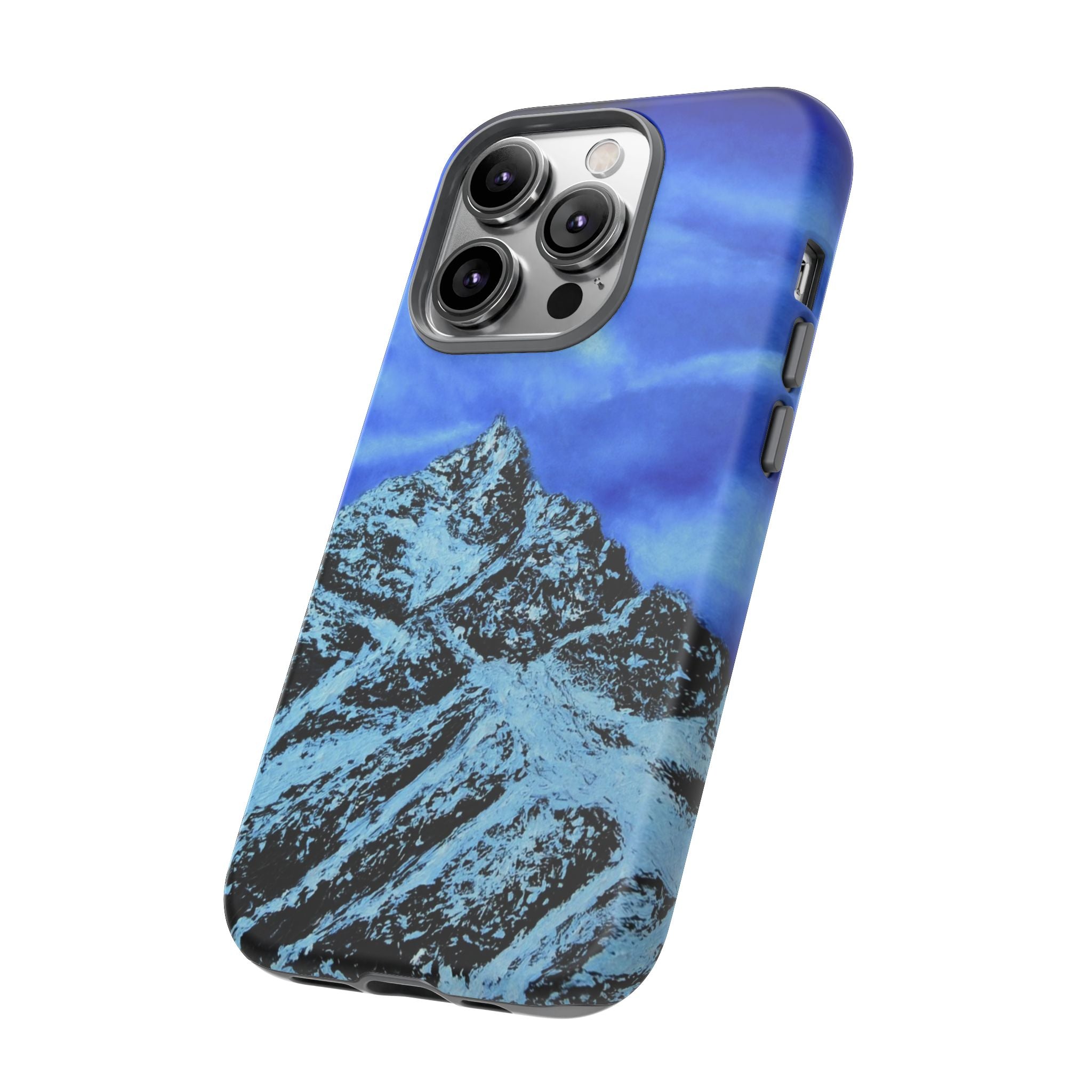 Mountain Peak Blue Tough Phone Case — Rugged Protective iPhone Cover
