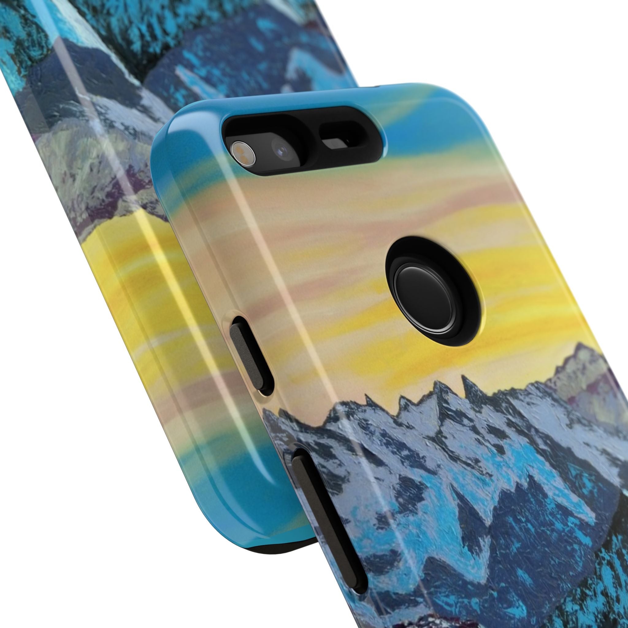 Mountain Sunset Phone Case — Protective Tough Case with Scenic Blue Peaks Design