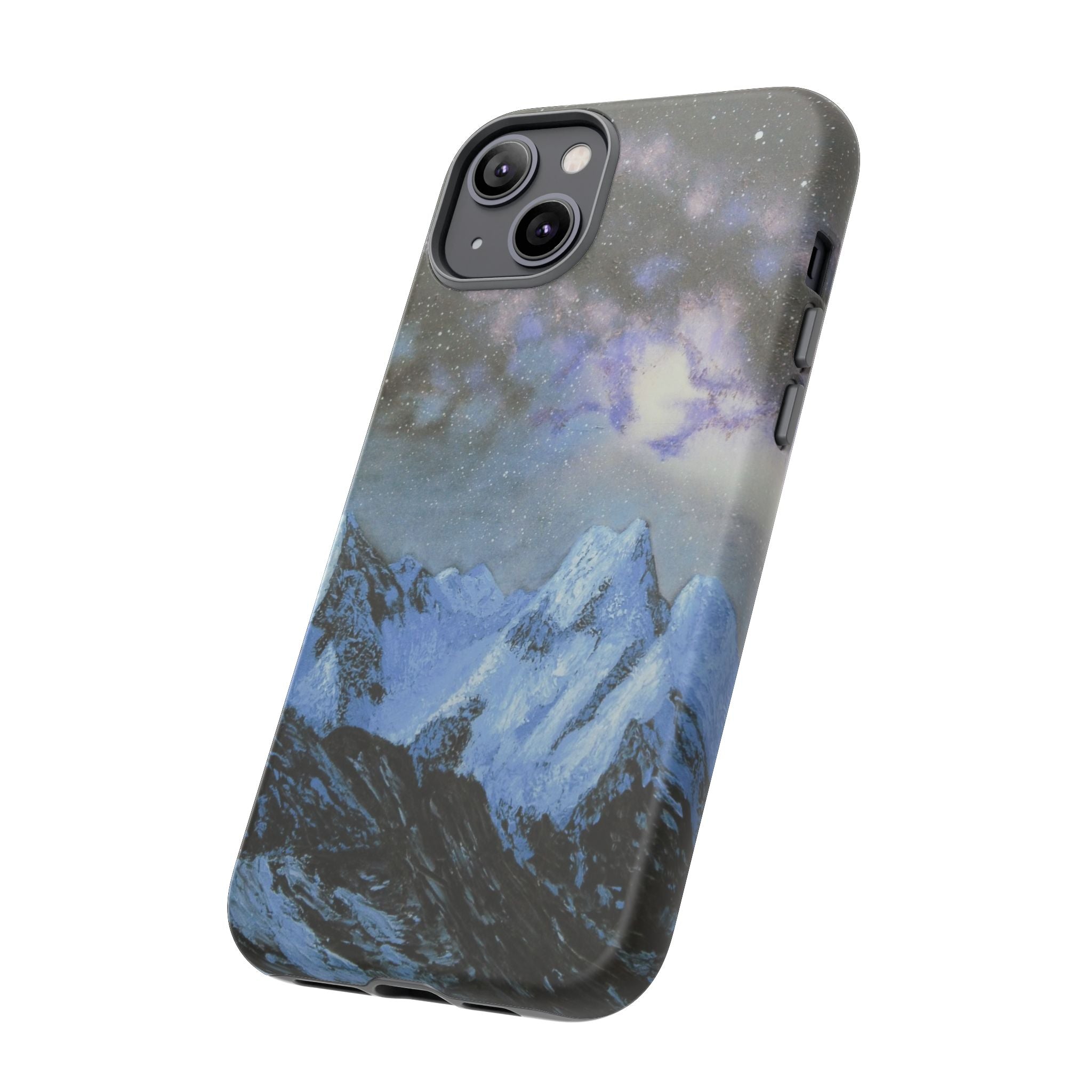 Mountain Night Sky Phone Case — Tough Protective iPhone Cover with Aurora & Snowy Peaks
