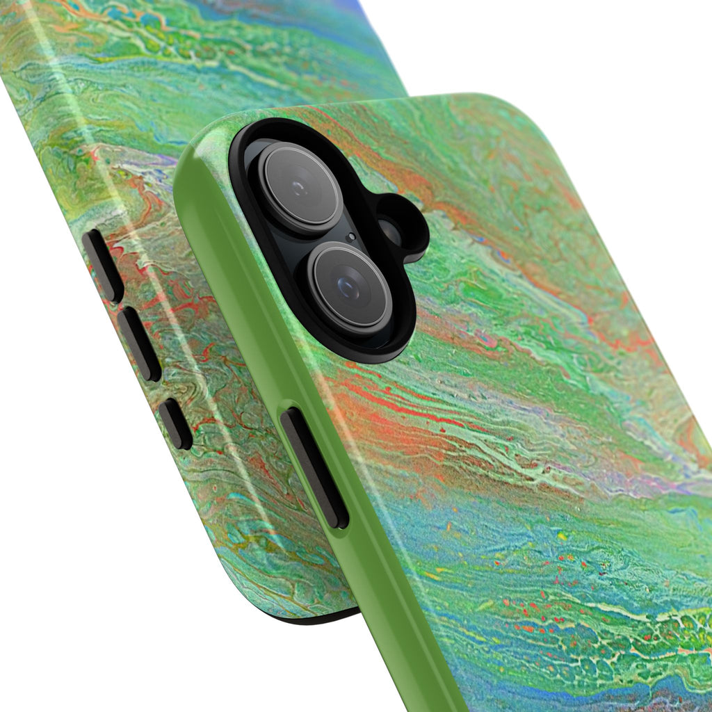Marbled Green Abstract Phone Case — Protective Tough Case for iPhone