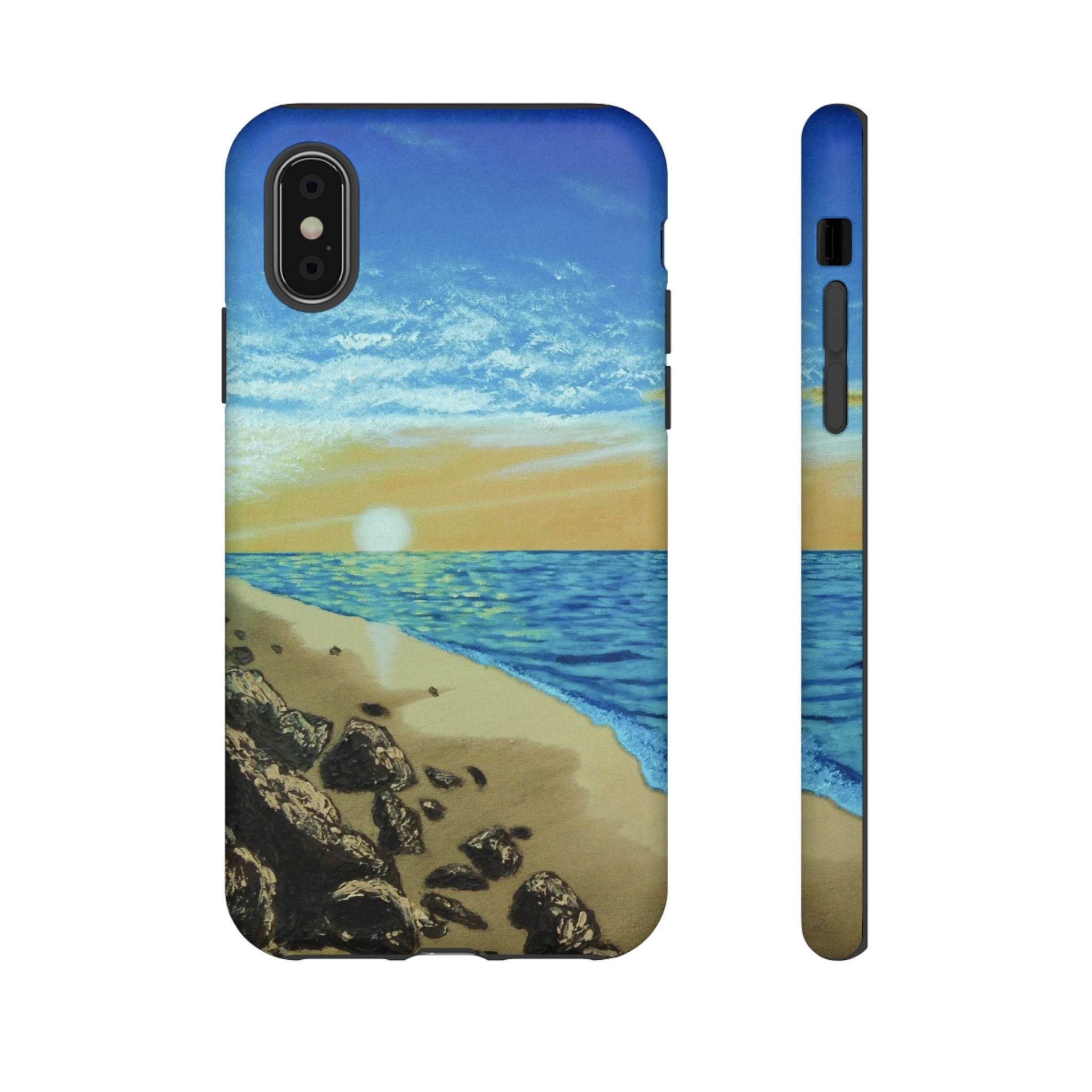 Beach Sunset Phone Case — Protective Tough Case with Coastal Shoreline Design
