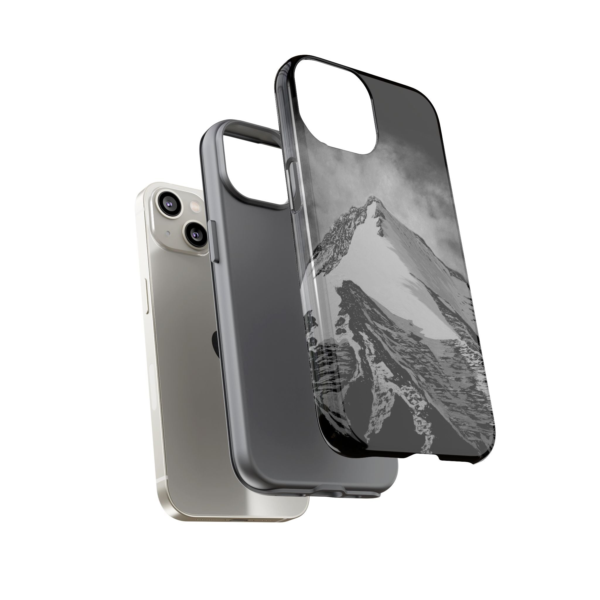 Mountain Peak Phone Case — Black & White Alpine Protective Case