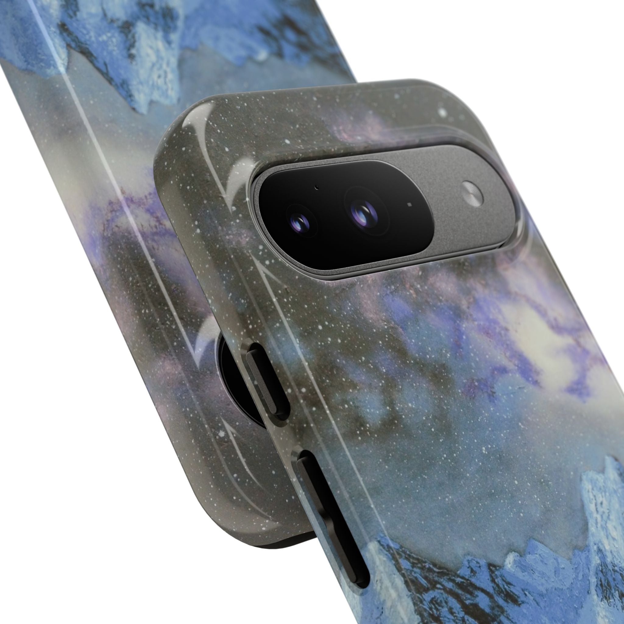Mountain Night Sky Phone Case — Tough Protective iPhone Cover with Aurora & Snowy Peaks