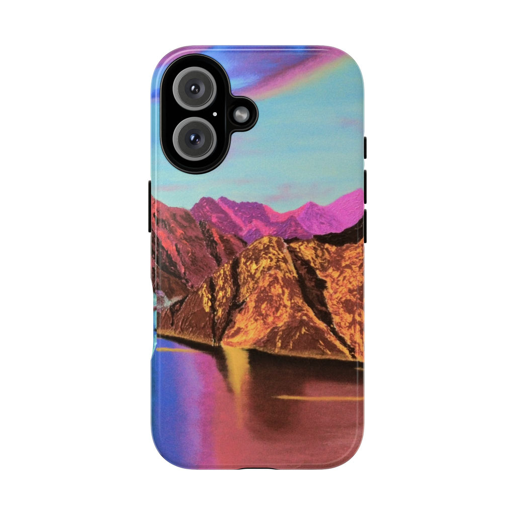 Protective Phone Case — Vibrant Retro Mountain Landscape