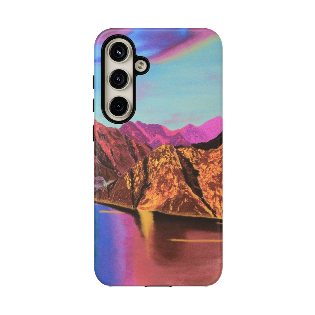 Protective Phone Case — Vibrant Retro Mountain Landscape