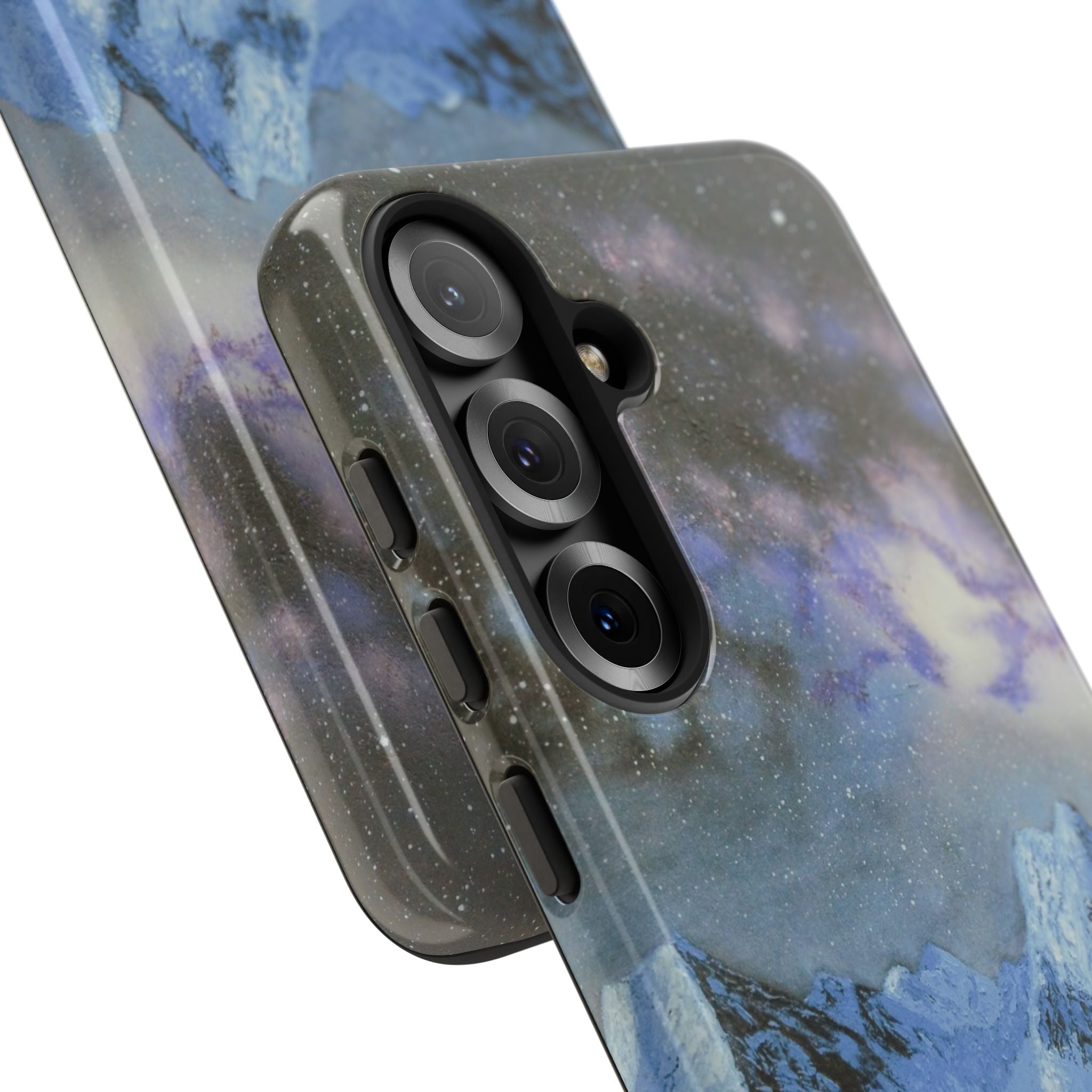 Mountain Night Sky Phone Case — Tough Protective iPhone Cover with Aurora & Snowy Peaks