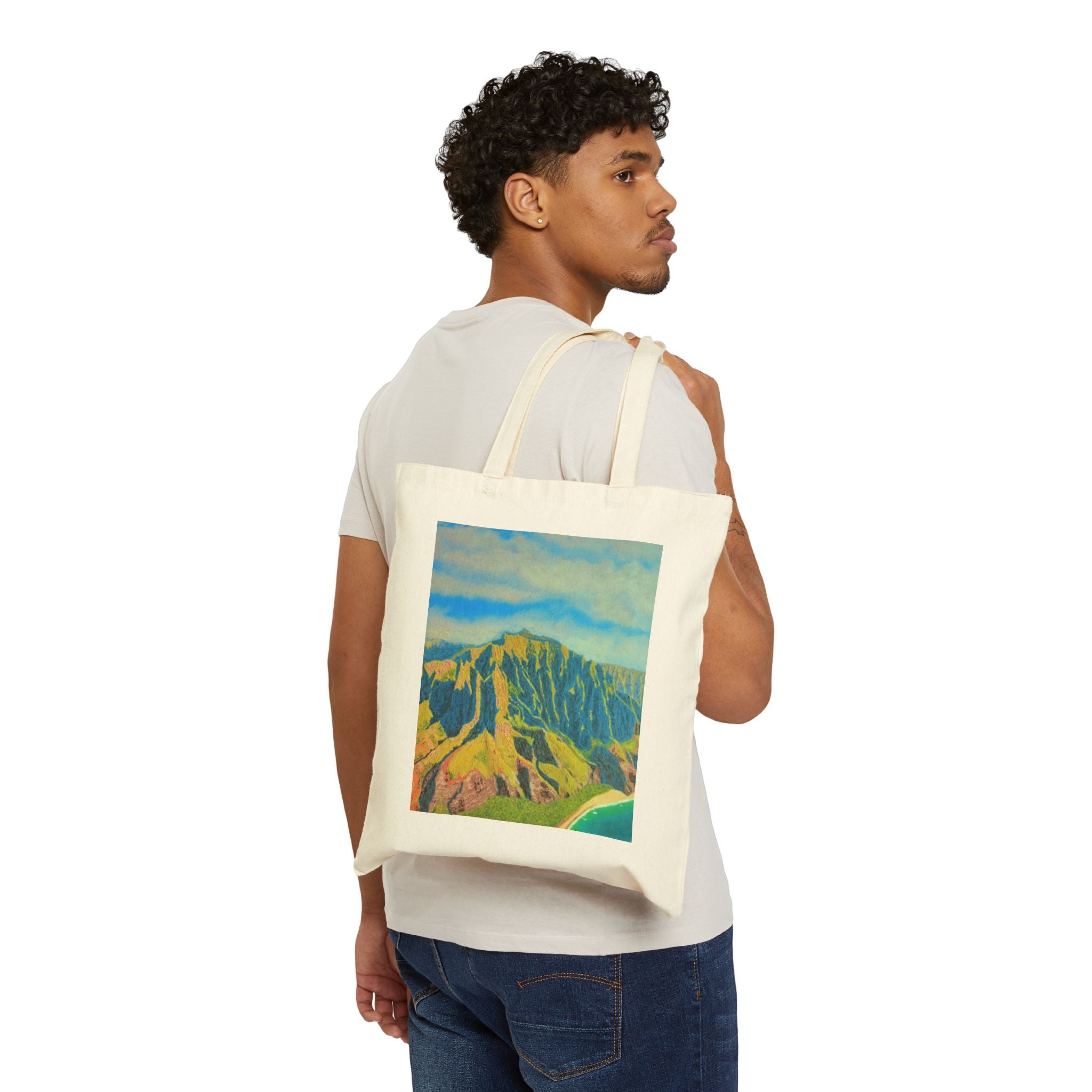 Tote Bag — Vintage Coastal Mountain Landscape Canvas Tote
