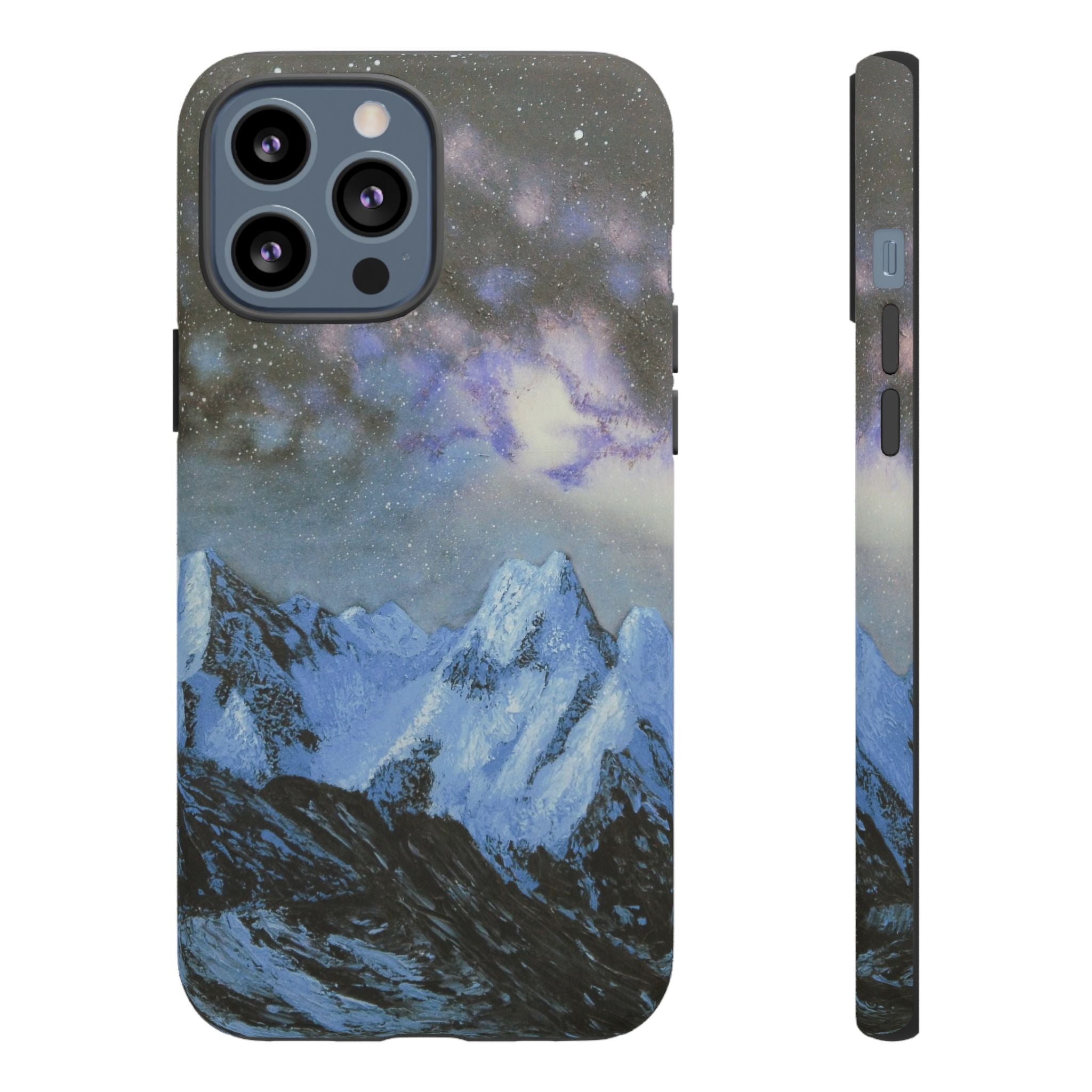 Mountain Night Sky Phone Case — Tough Protective iPhone Cover with Aurora & Snowy Peaks