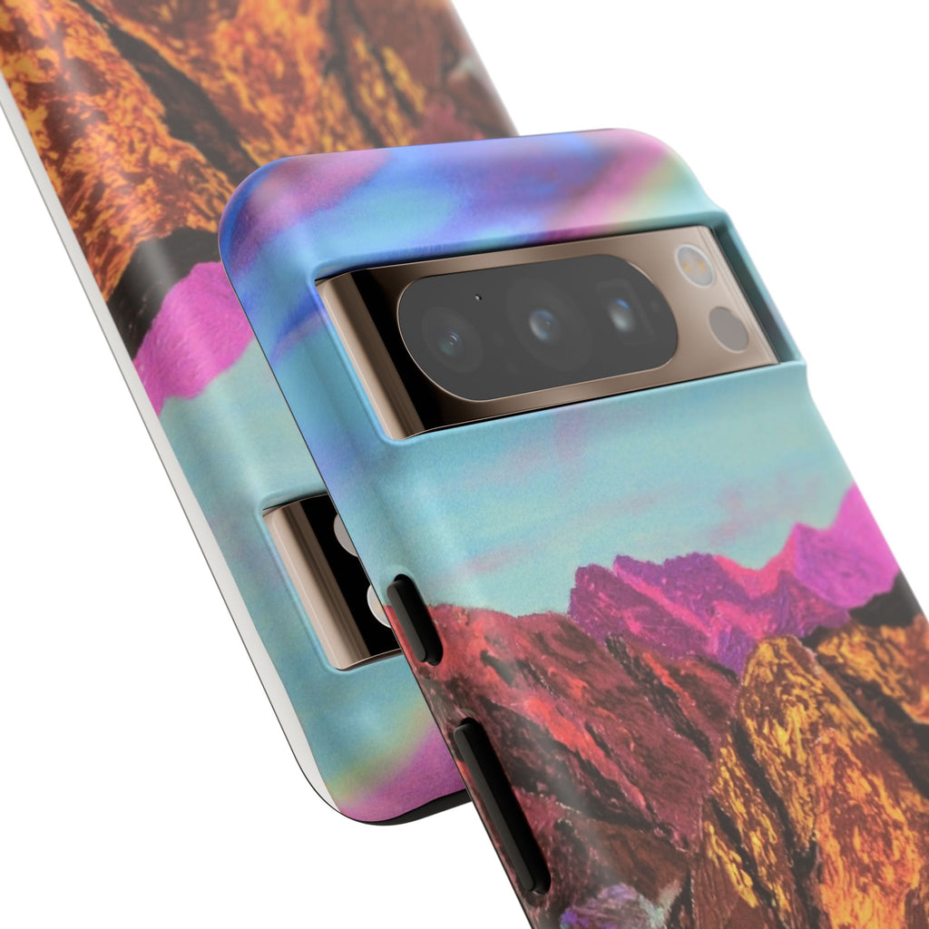Protective Phone Case — Vibrant Retro Mountain Landscape