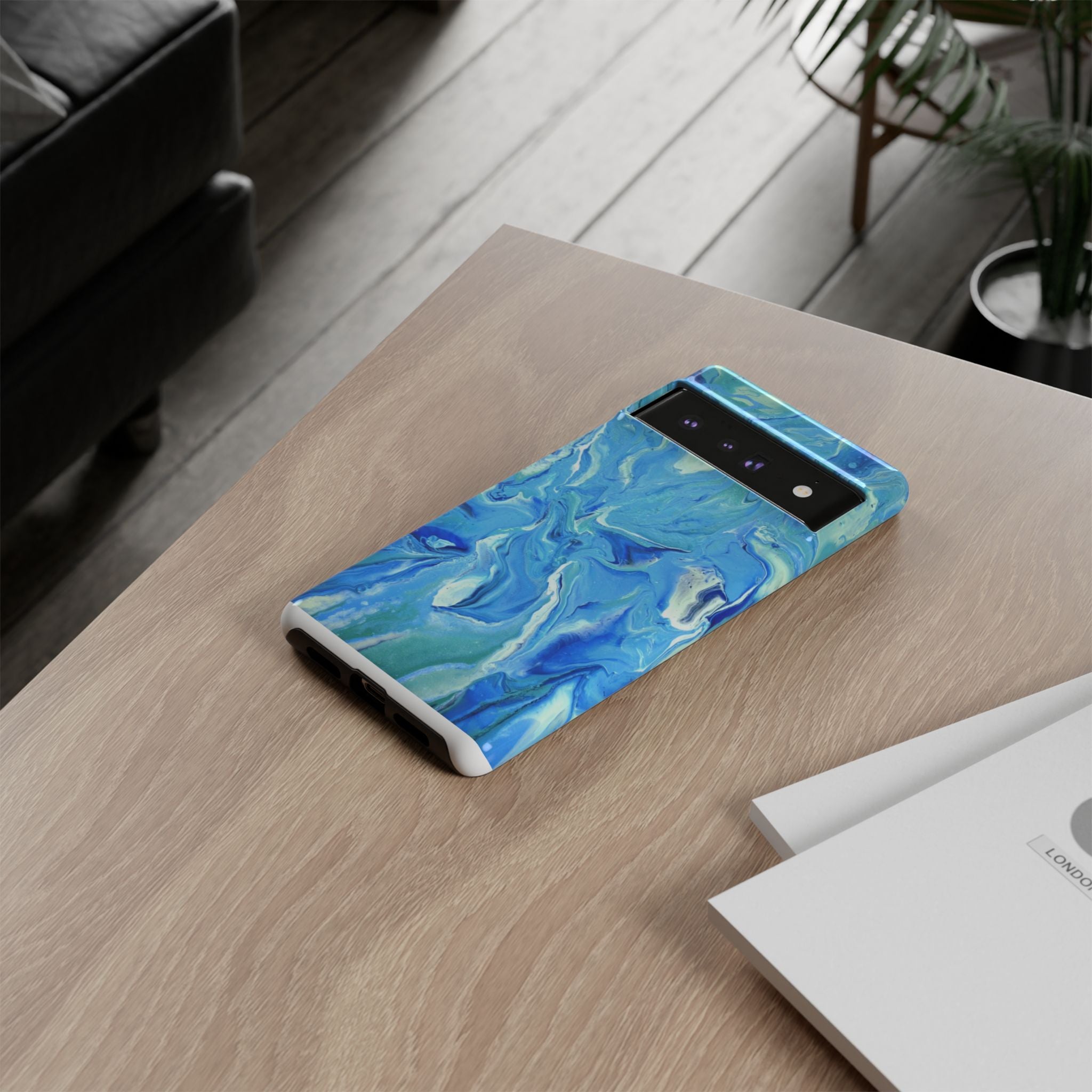 Blue Marble Tough Phone Case — Ocean Swirl Protective iPhone Cover