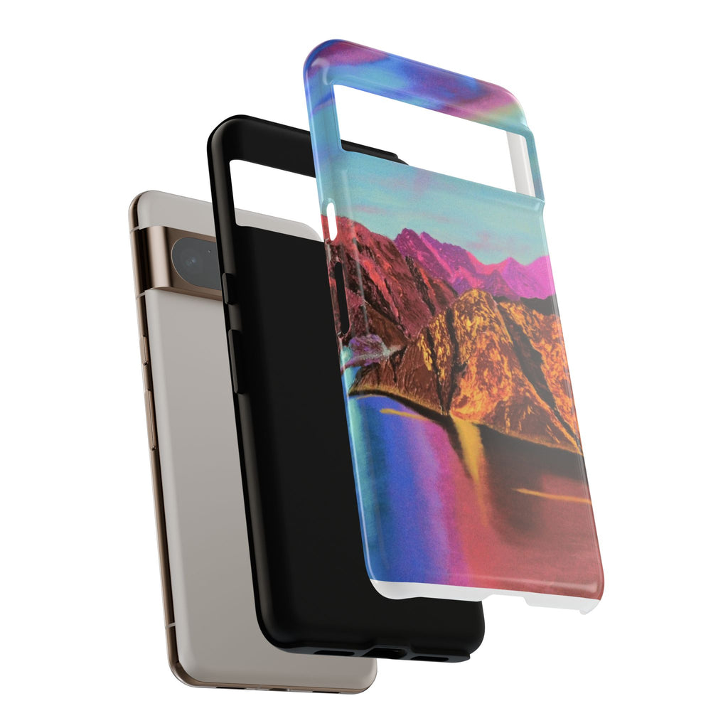 Protective Phone Case — Vibrant Retro Mountain Landscape
