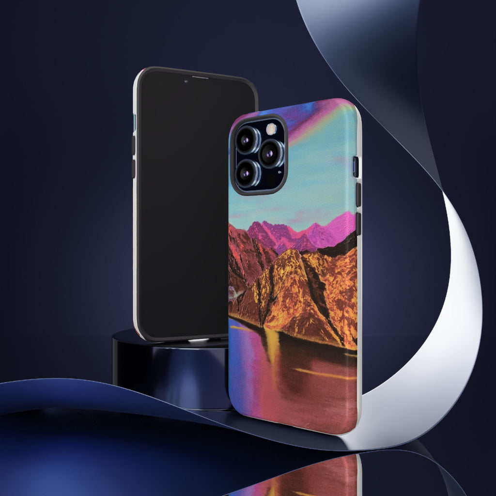 Protective Phone Case — Vibrant Retro Mountain Landscape