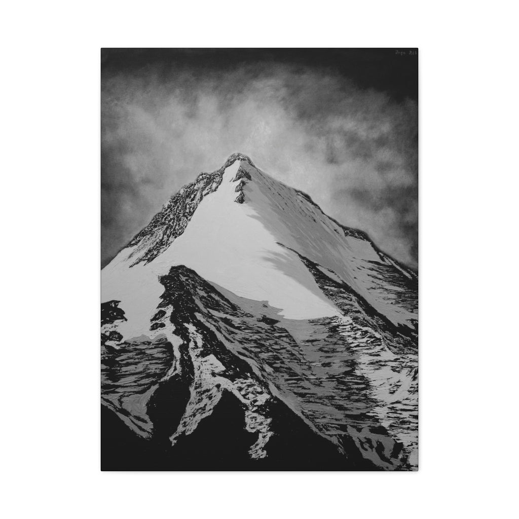Black & White  Mountain Canvas Print — Black & White Peak Wall Art